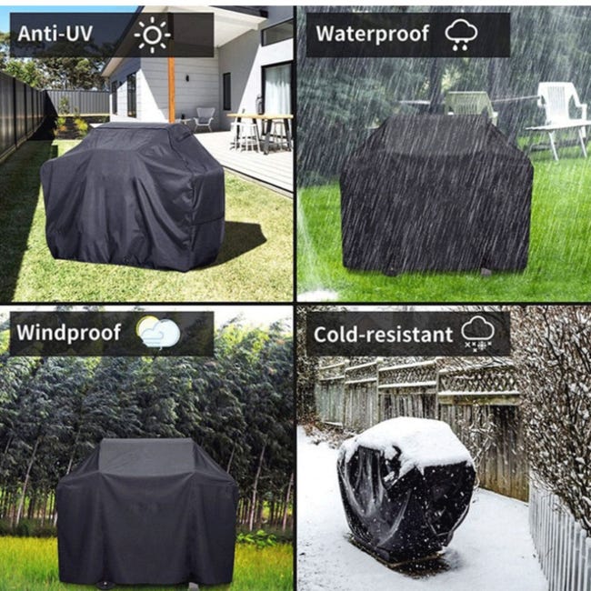 Couverture de barbecue imperméable, couverture de gril à gaz extérieur résistant noir 145x61x117cm noir - 4