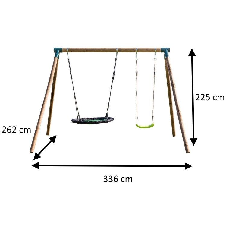 Balançoire double en bois rond Masgames DOBLE PLUS XL - 3