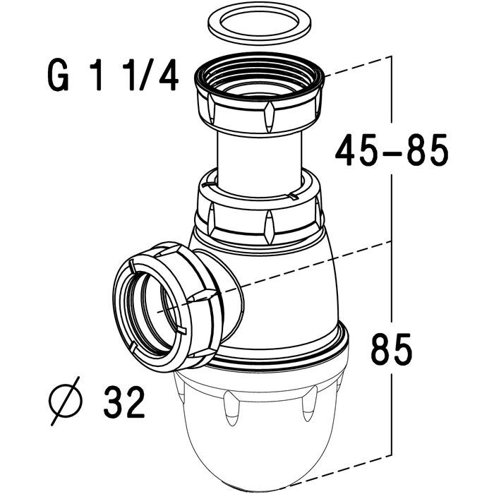 Siphon bouteille - NICOLL - Polypropylène recyclé - F1'1/4 - 2