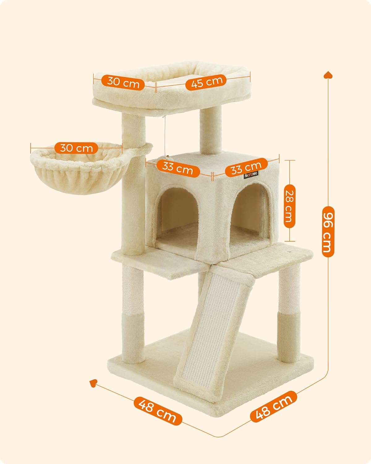 Arbre À Chat, Tour De Jeux, Grand Plate-forme, Beige - 5