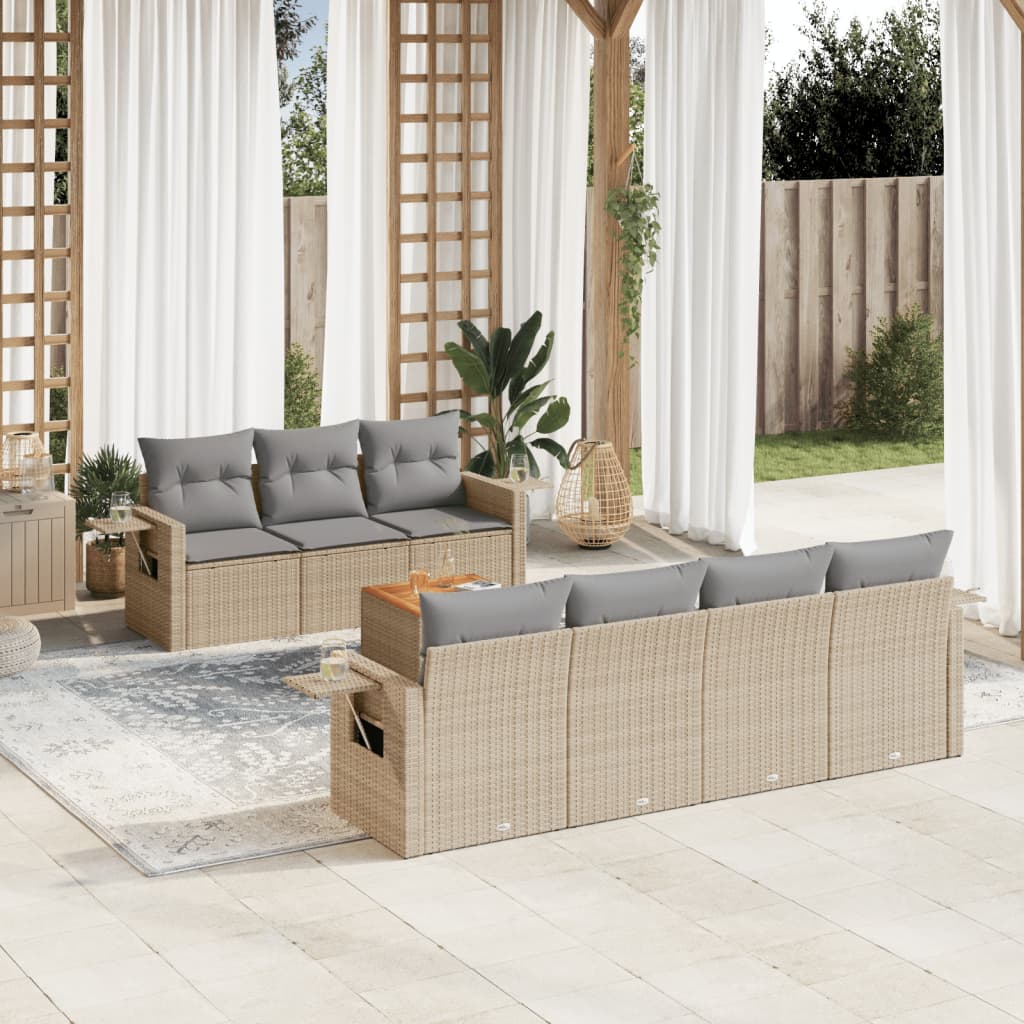Coffre Rangement Jardin 469L - Résine Tressée Beige - Étanche Ressort Gaz