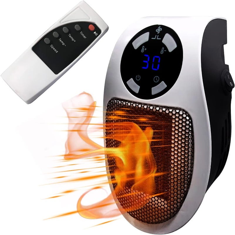 Miniaturowy ceramiczny termowentylator 500 W, cichy termowentylator, do łazienki i sypialni, biały