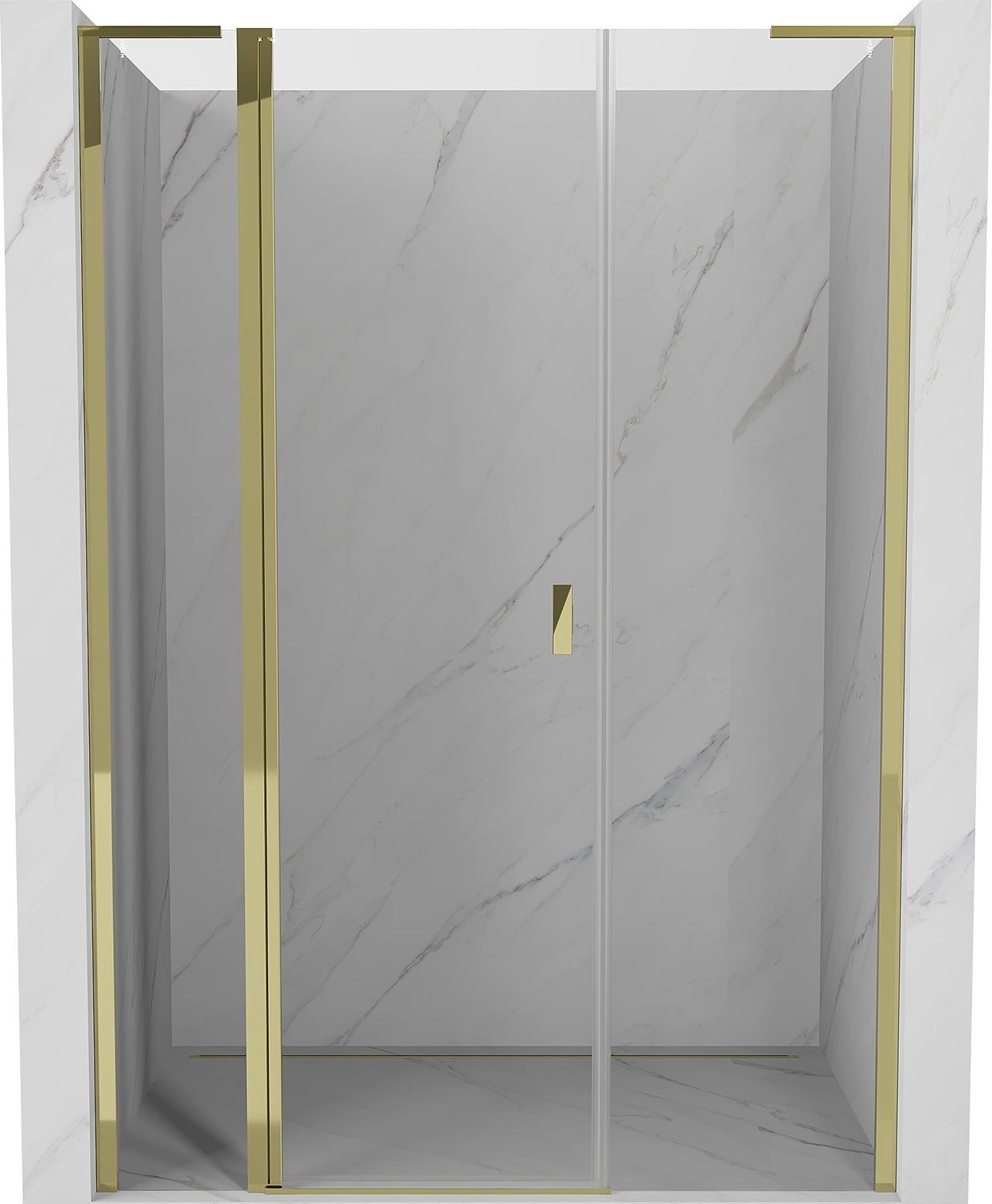 Mexen Mist L drzwi prysznicowe uchylne 155 cm, transparent, złote - 8A4L-155-001-50-00