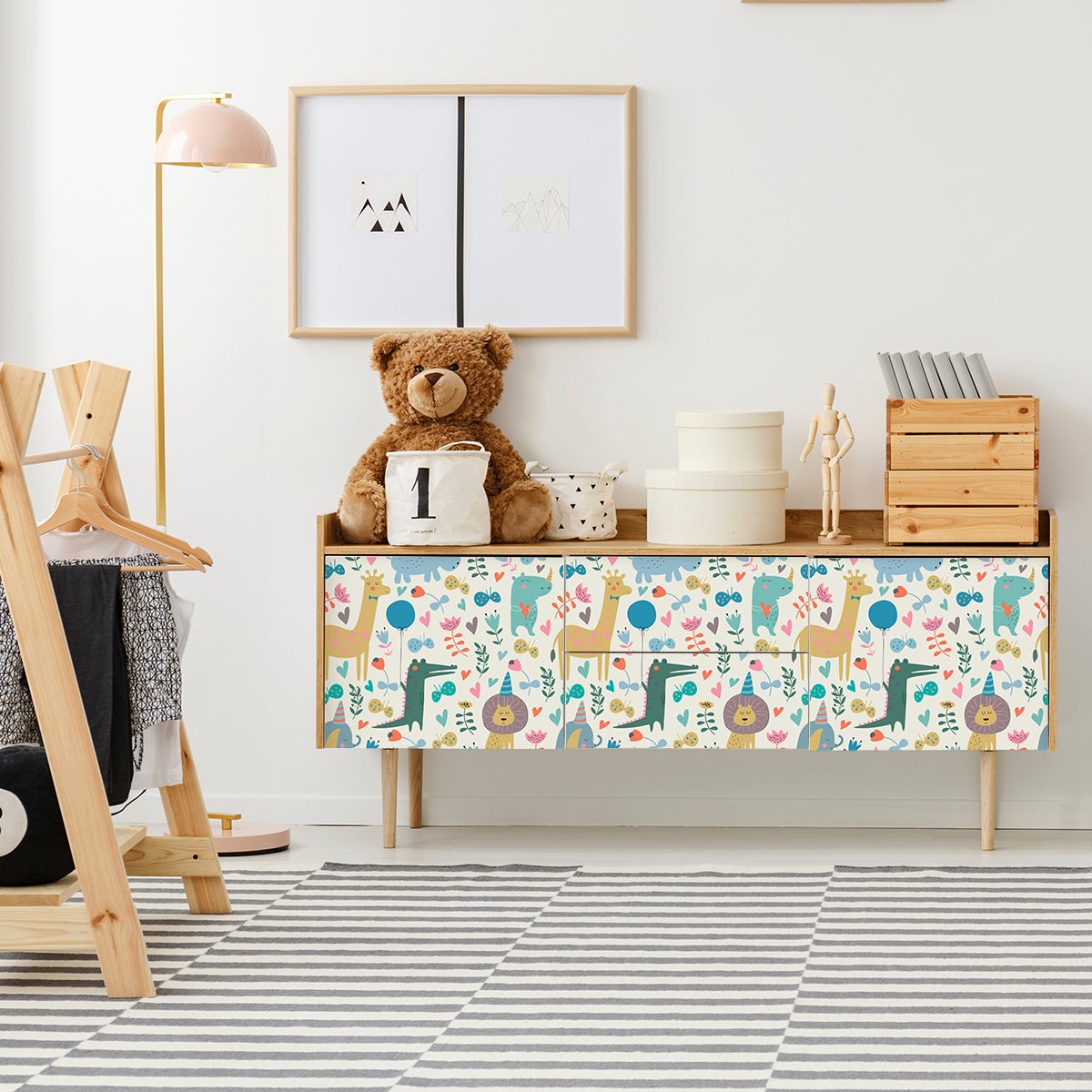 Pegatina muebles para niños animales salvajes - adhesivo de pared - revestimiento sticker mural decorativo - 40x60cm - 5