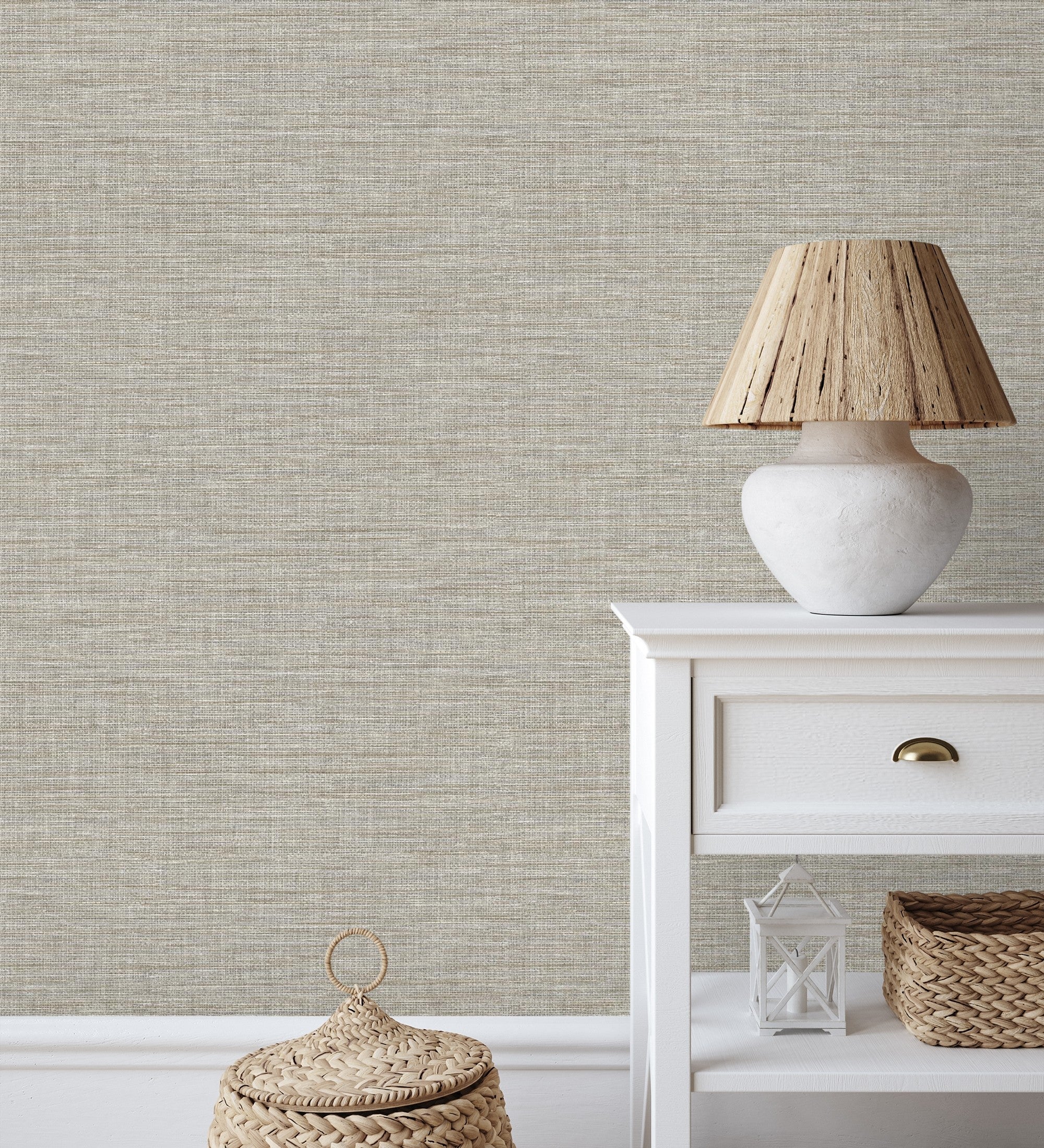 Papel pintado vinílico ecológico efecto fibra vegetal tejida teñida con textura en relieve - soho fabric 682344 de gaulan - rollo de 10 m x 0,52 m