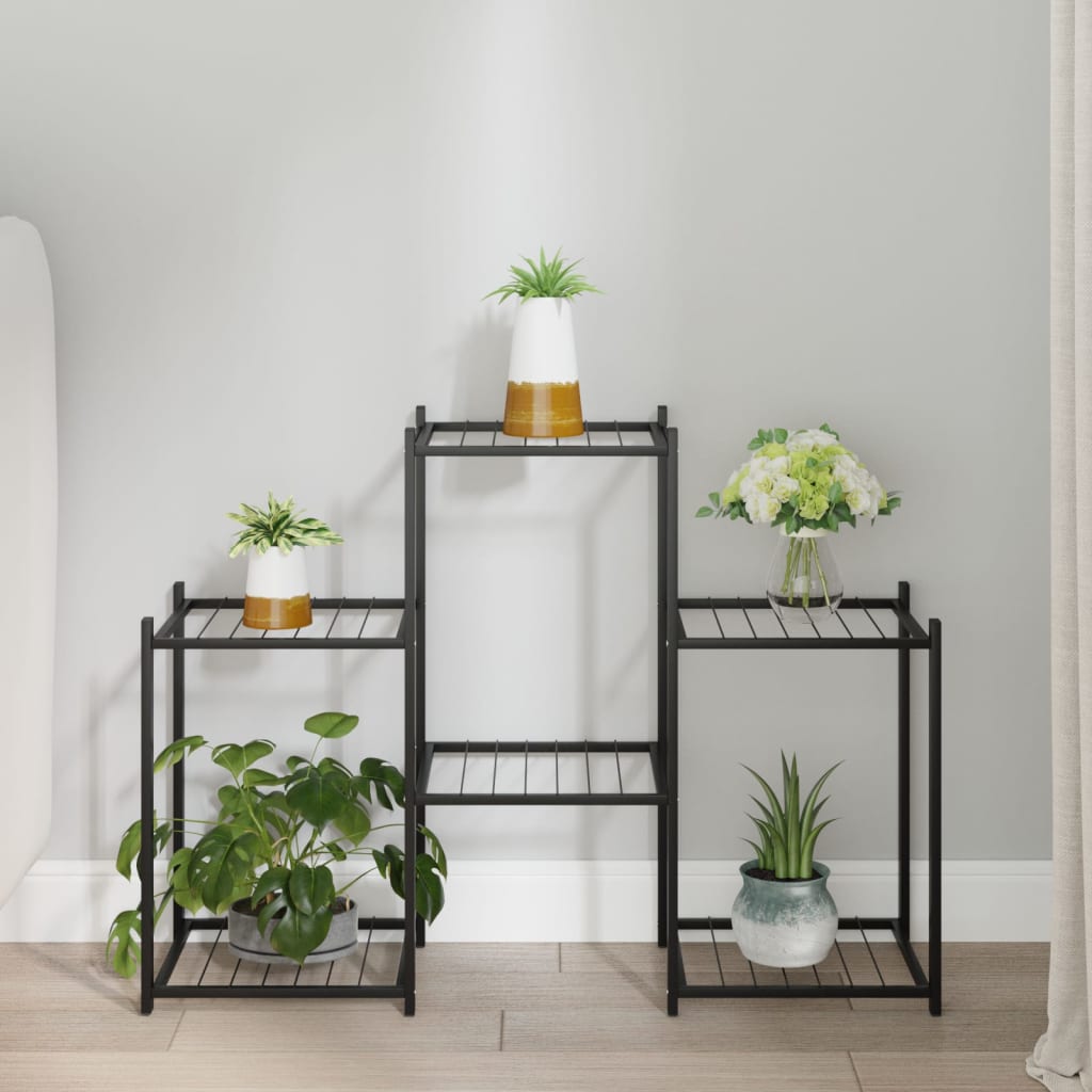 VidaXL Portafiori Con Ruote 83x25x83,5 Cm – Scaffale In Ferro Nero Per Piante, Libreria O Storage