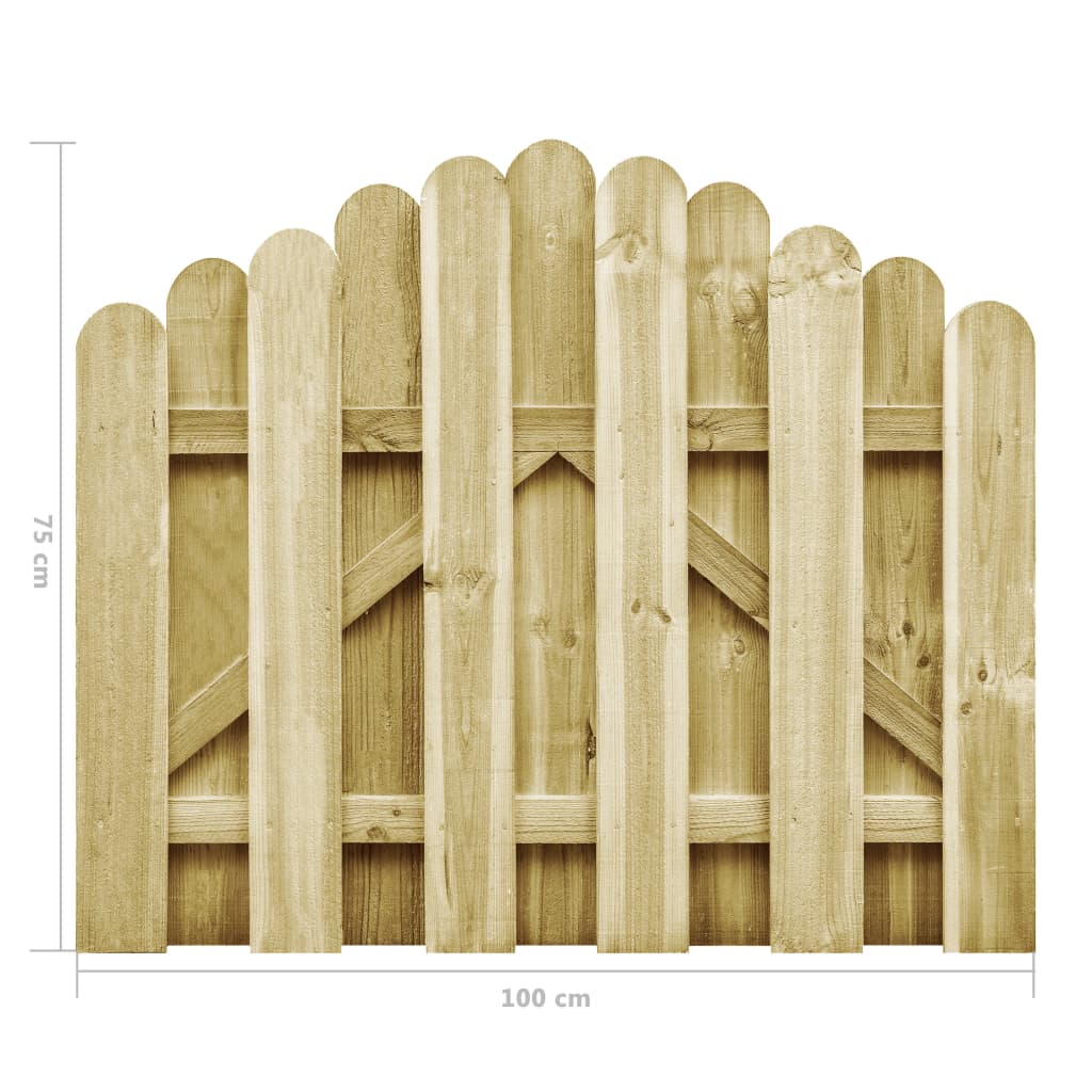 Portão de jardim em madeira de pinho impregnado 100x75 cm - COMFORTXL - 5