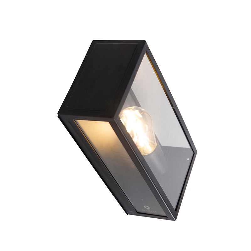 Qazqa moderne applique murale extérieure, lampe murale pour jardin - Rotterdam - noir, max. 60w, e27, 16cm, IP44, rectangulaire - 9