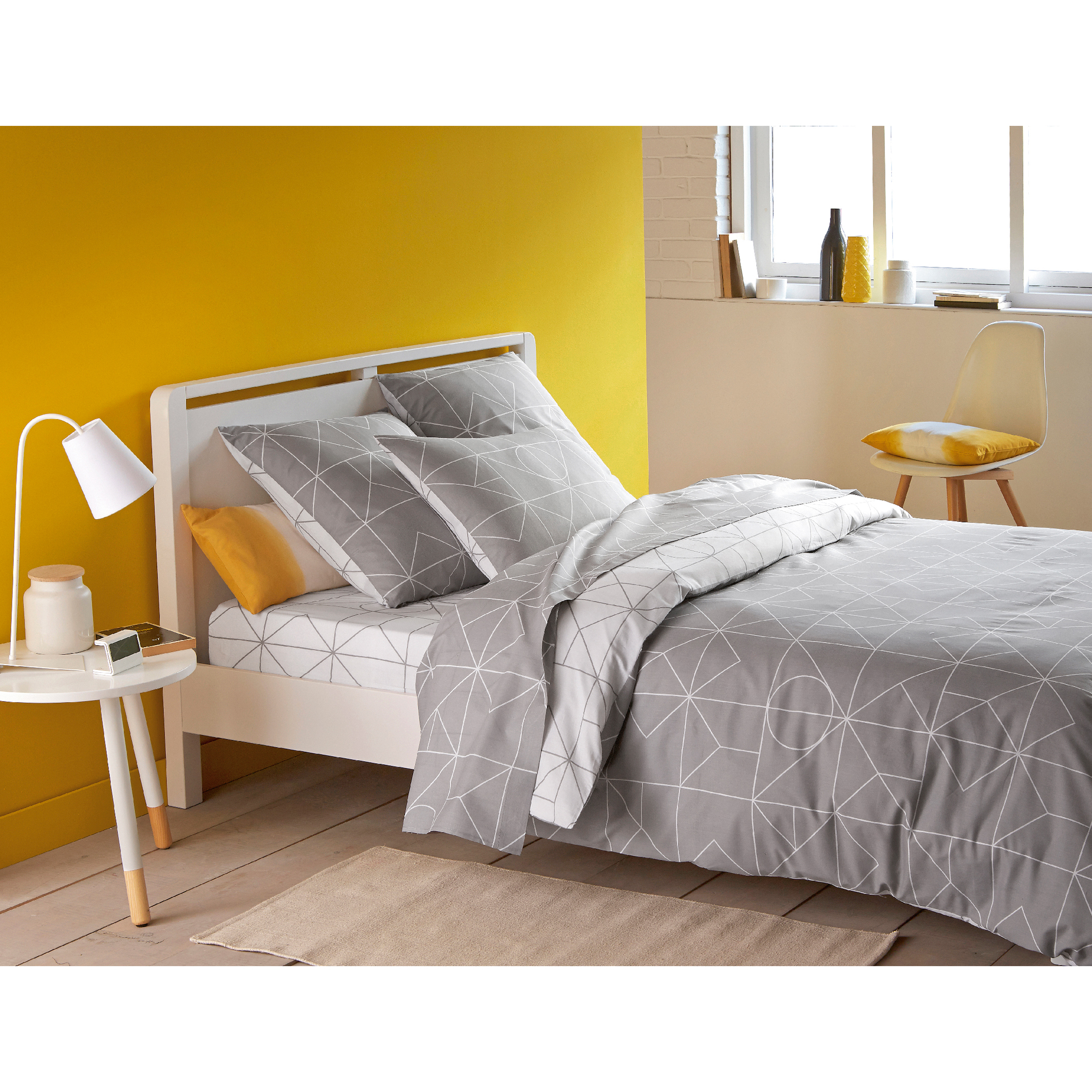 Housse de couette pur coton, Vidmey - Gris/blanc - 140 x 200 cm - 5