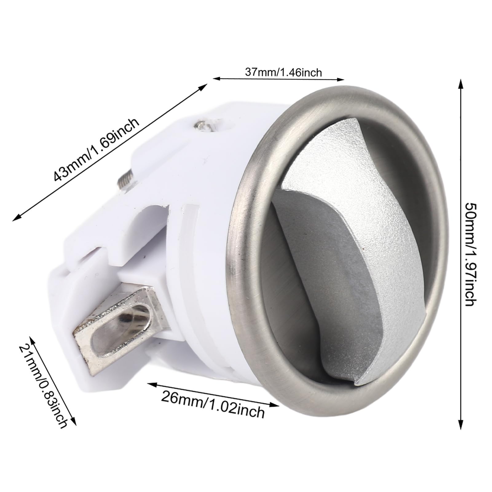 Pulsante ABS inox serratura porta per bagno, camper, yacht (argento) - 6