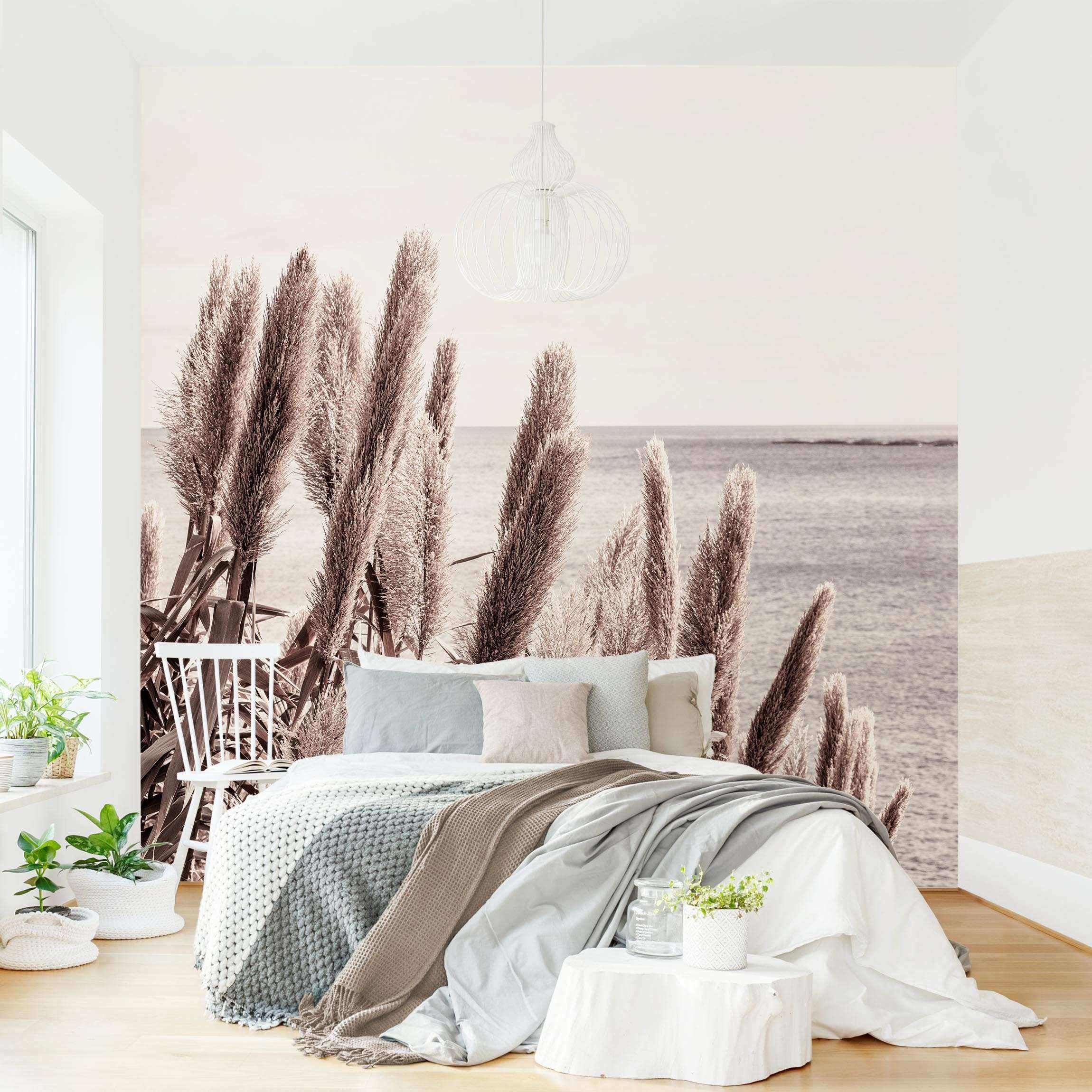 Papel pintado fotomural botánico tropical rústico flores romántico 286 - salón dormitorio cocina pasillo - tnt 336 x 336 cm adhesivo