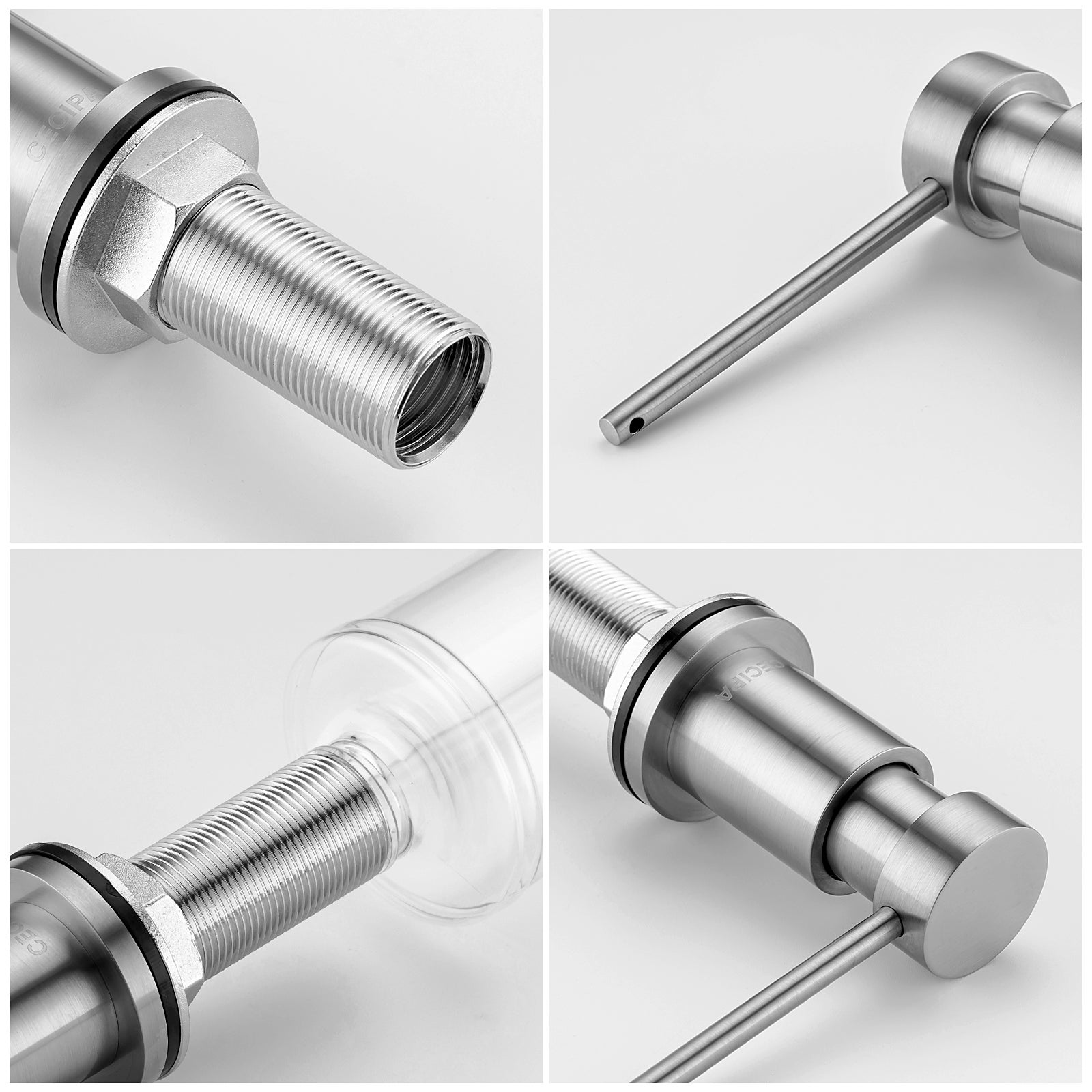 Cecipa max Distributeur de Savon de Cuisine Brossée Distributeur de Savon pour Evier avec Récipient + Tuyau d'extension en Silicone,EU Modèle - 7