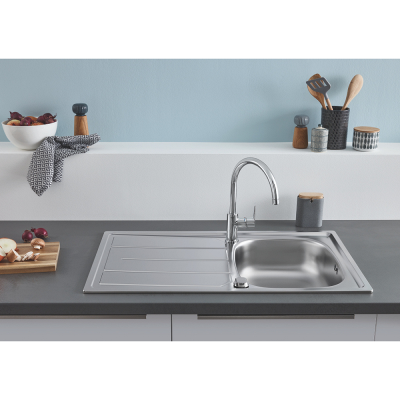 GROHE Evier 1 cuve avec égouttoir réversible en acier inoxydable K200 - 2