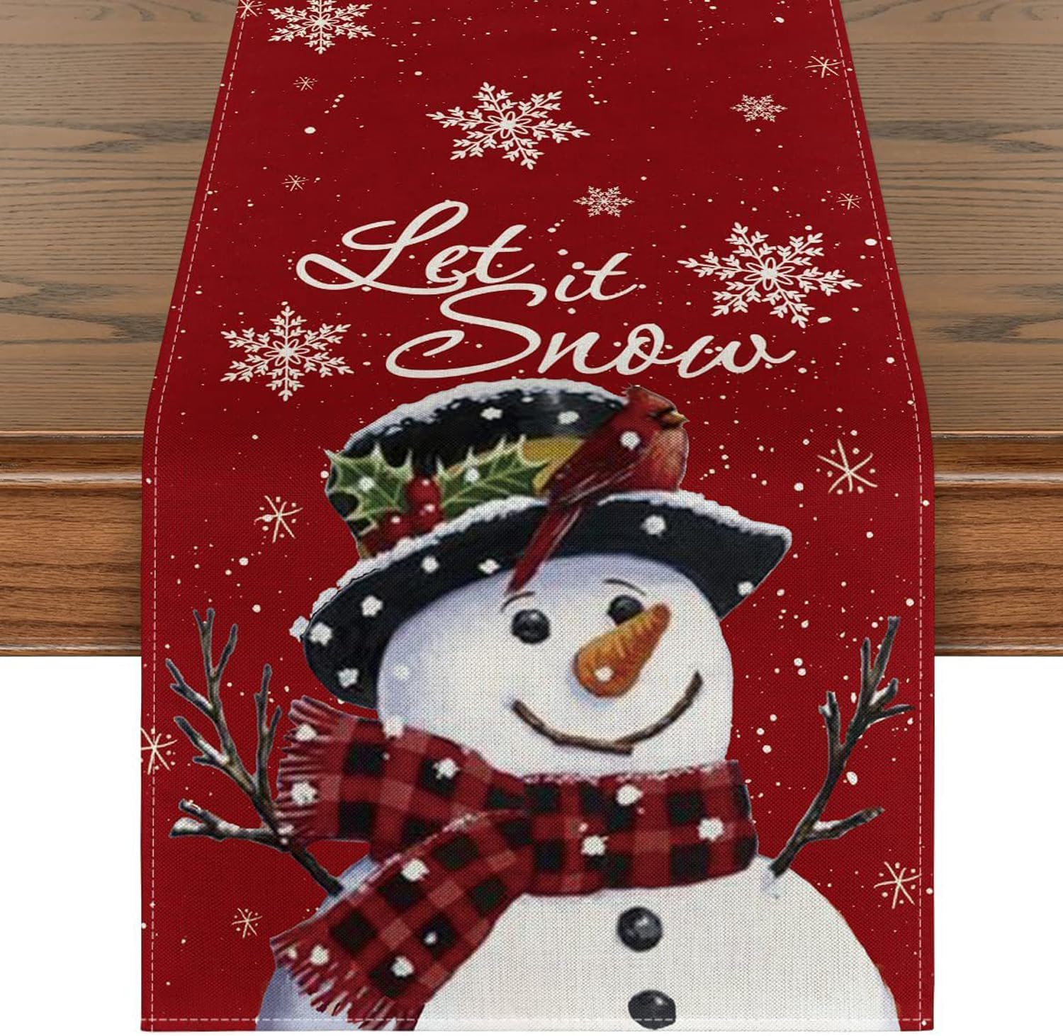 Runner Da Tavola Natalizio Khevga A Candele 140x40 Cm - Stampa Invernale In Poliestere - Decorazione Per Natale