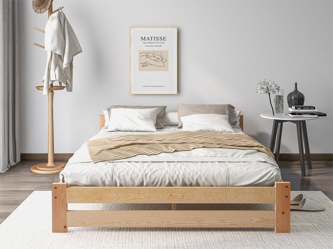 Merax Letto Matrimoniale Futon In Legno Massello, 140 X 200 Cm, Con Testiera E Rete A Doghe, Per Ragazzi E Adulti, Natura (senza Materasso) : Amazon.it: Casa E Cucina
