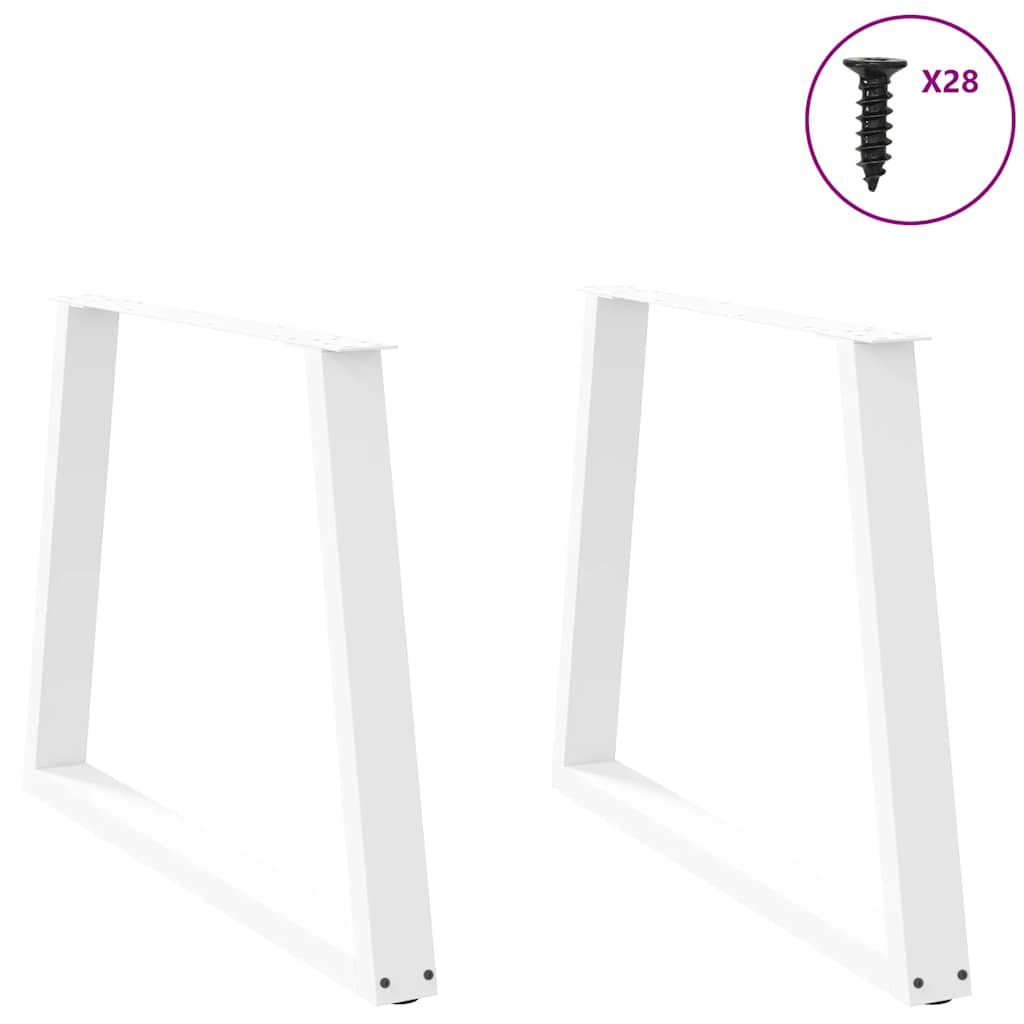Maison Exclusive - Pieds de table à manger en forme de V, 2 pièces, blanc, 90 x (72-73,3) cm, acier - 3