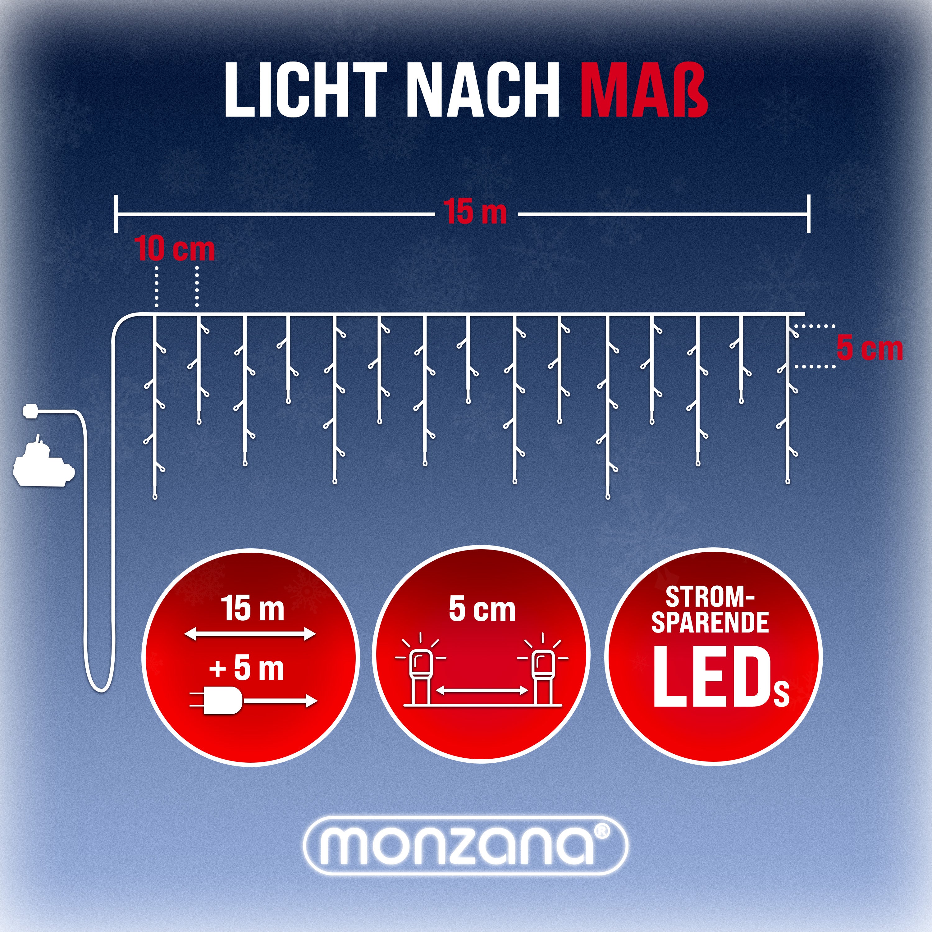 Monzana Guirlande lumineuse 600 LED 20m illumination Blanc chaud décoration Noël éclairage cascade intérieur extérieur - 2