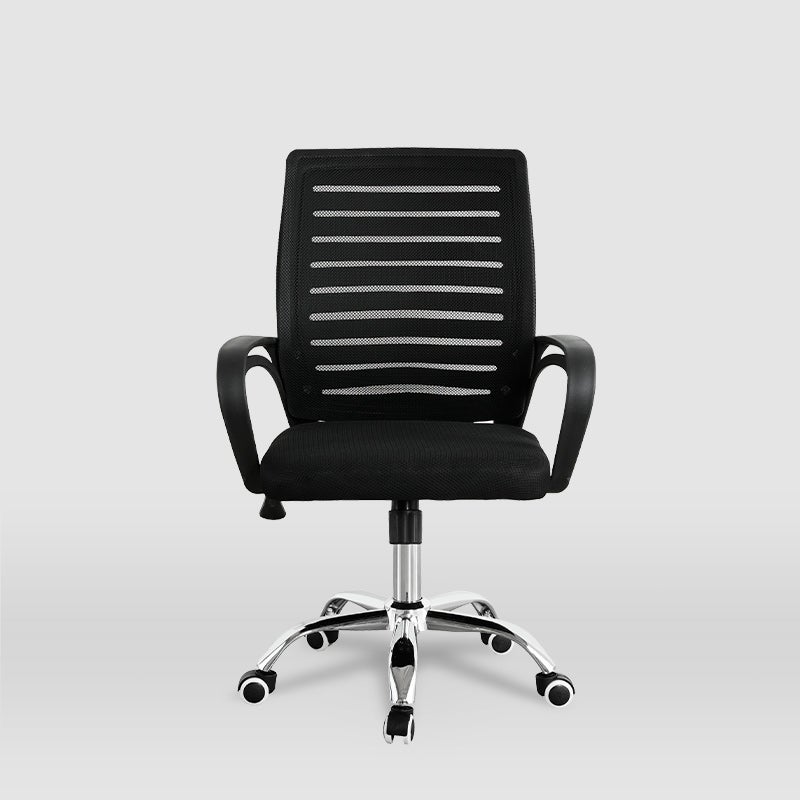 Chaise d'étude pour jeunes avec assise et dossier en textile en résille, noir. Modèle Emma - 2