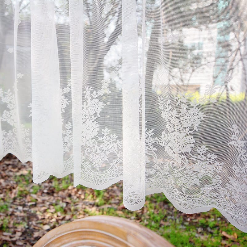 1. Zasłona tiulowa, zasłona z tiulu żakardowego, zasłona w stylu rustykalnym, karnisz nie jest wliczony w cenę, biała (szer. 74 cm x wys. 61 cm) - 5