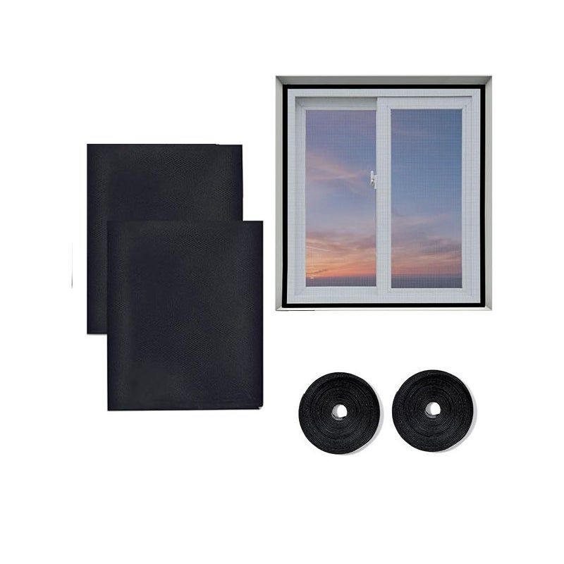 2 sztuki moskitiery okiennej, z 2 samoprzylepnymi paskami, 150 x 200 cm samoprzylepna siatka przeciw owadom, wycinana moskitiera okienna (czarna)