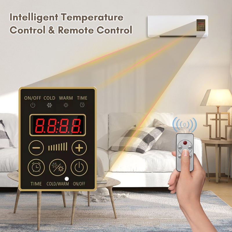 Chauffage climatiseur portables combinés 2 en 1, fixation murale bureau, minuterie arrêt différé télécommande - 5