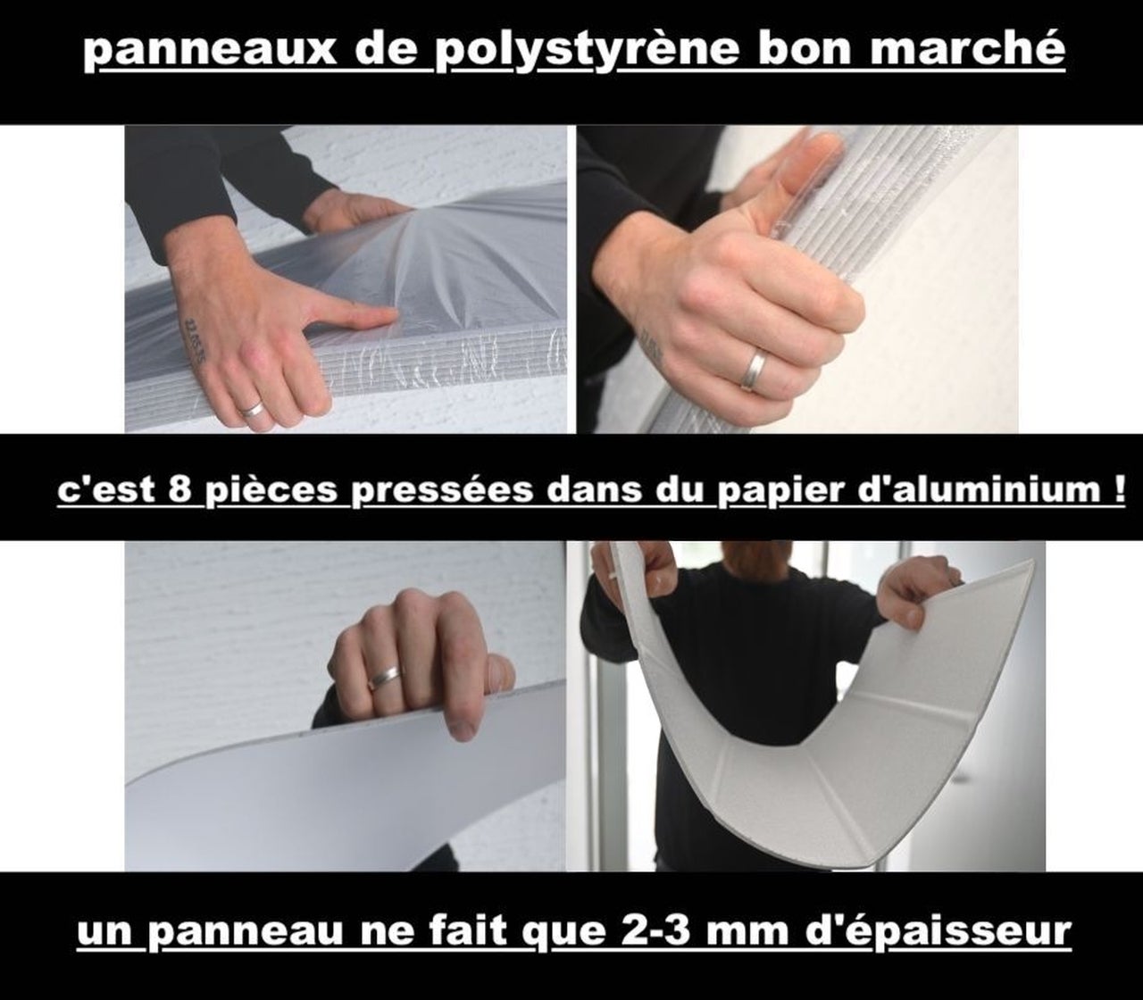 (20 m² = 80 pièces) / panneaux muraux revêtement mural panneaux de plafond plaques panneaux UNI blanc MATÉRIAU POLYSTYRÈNE 2 mm d'épaisseur - 3