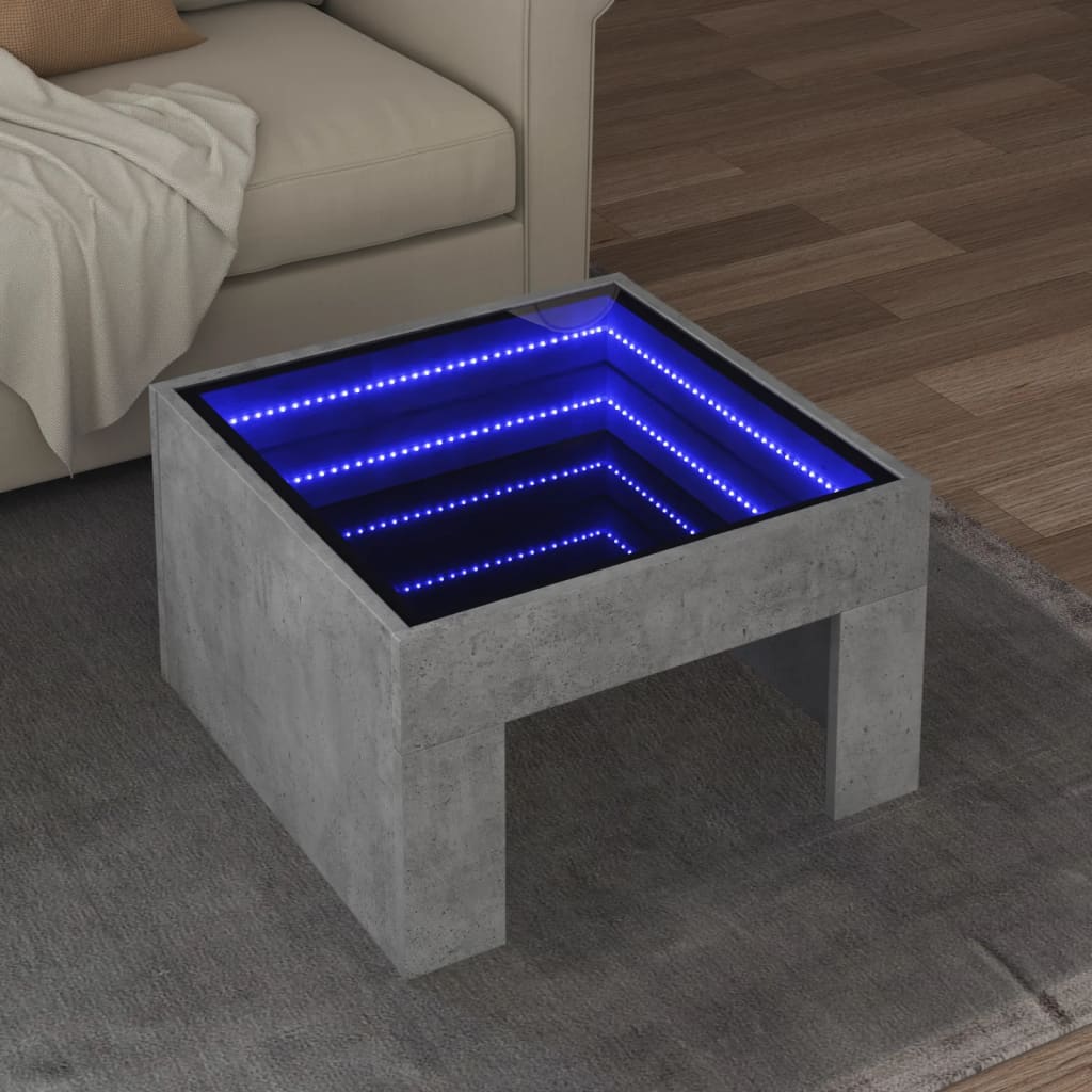 Table basse avec LED infini chêne 70x53x30 cm Table basse avec LED infini chêne 70x53x30 cm