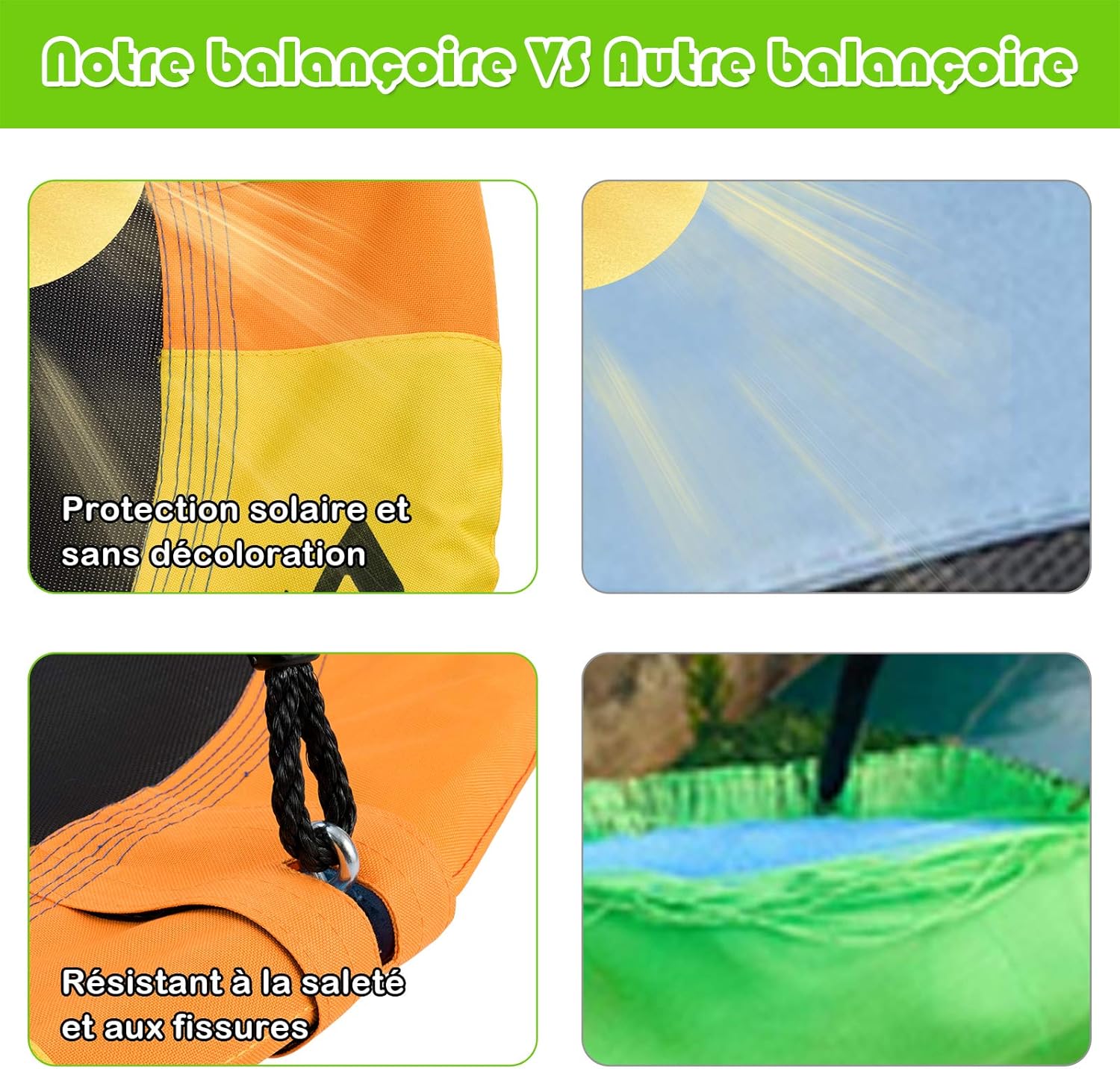 Balancoire Nid d’Oiseau Rond 100 CM a Suspendre, Grande Balancoire Ronde avec Hauteur Reglable de 100 a 160 CM - 3