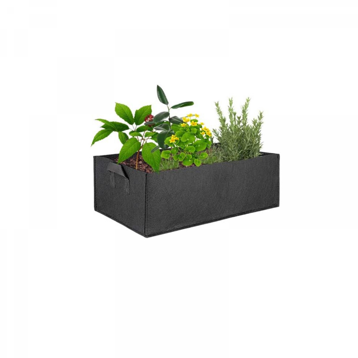Kwadratowa podwyższona donica z przewiewnego materiału na kwiaty i warzywa (60 x 30 x 20 cm), czarna
