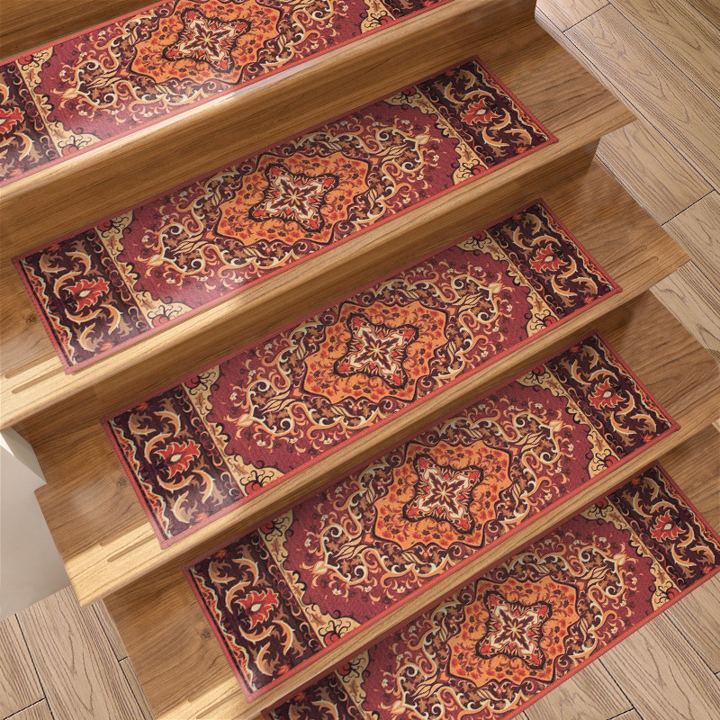 15 uds alfombras antideslizantes para escaleras con adhesivo reutilizable, alfombras de escalera bohemias, peldaños de escalera, 76 x 20 cm