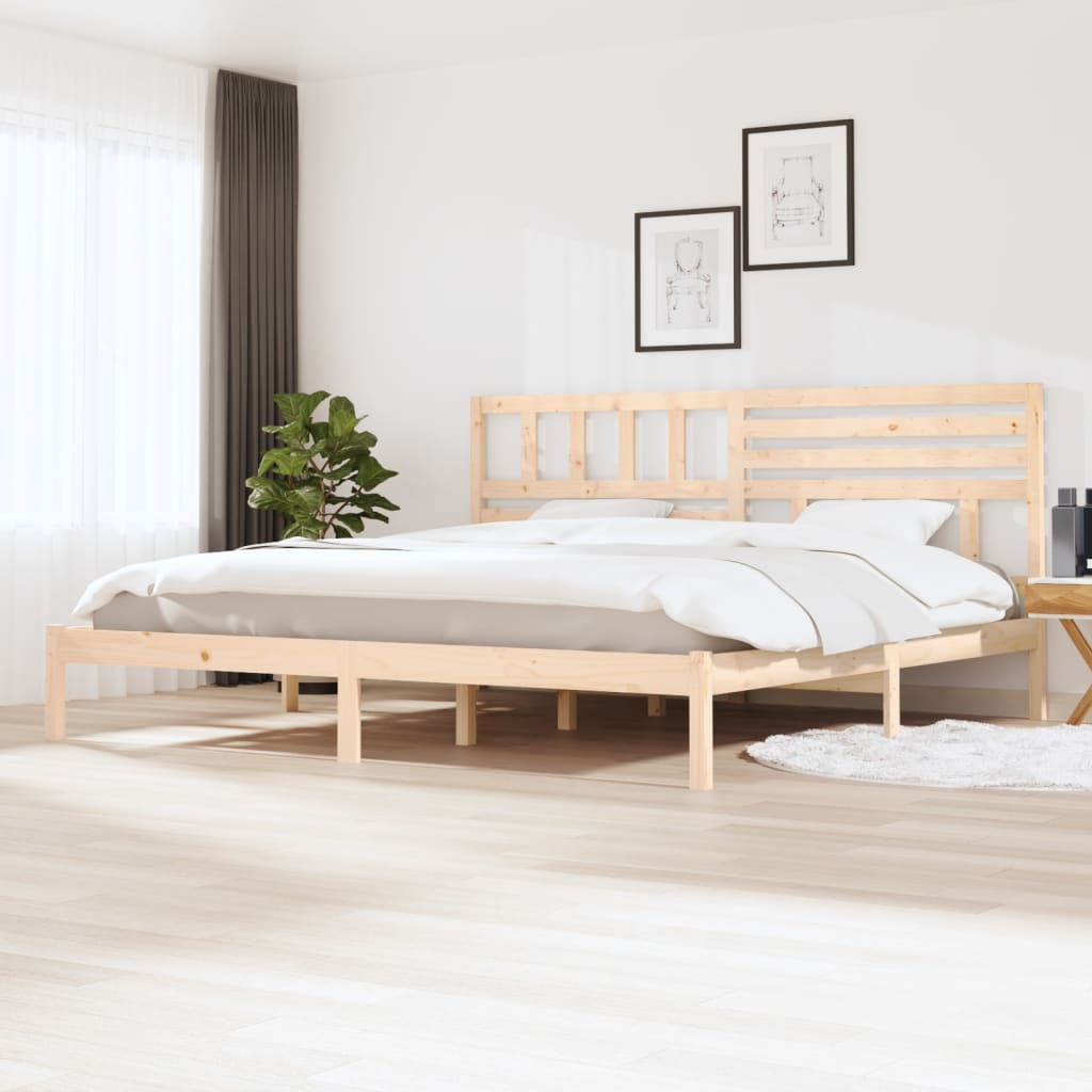 Łóżko Drewniane Brązowe Rama Łóżka Ze Stelażem Drewniana Do Sypialni Pokoju 180x200 cm