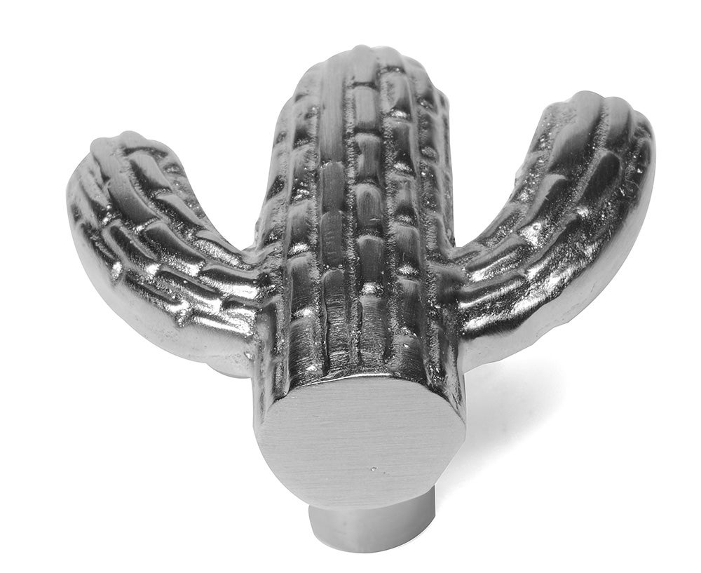 BOUTON DE MEUBLE CACTUS EN LAITON NICKELÉ SATINÉ POUR MEUBLES ET ARMOIRES - 2
