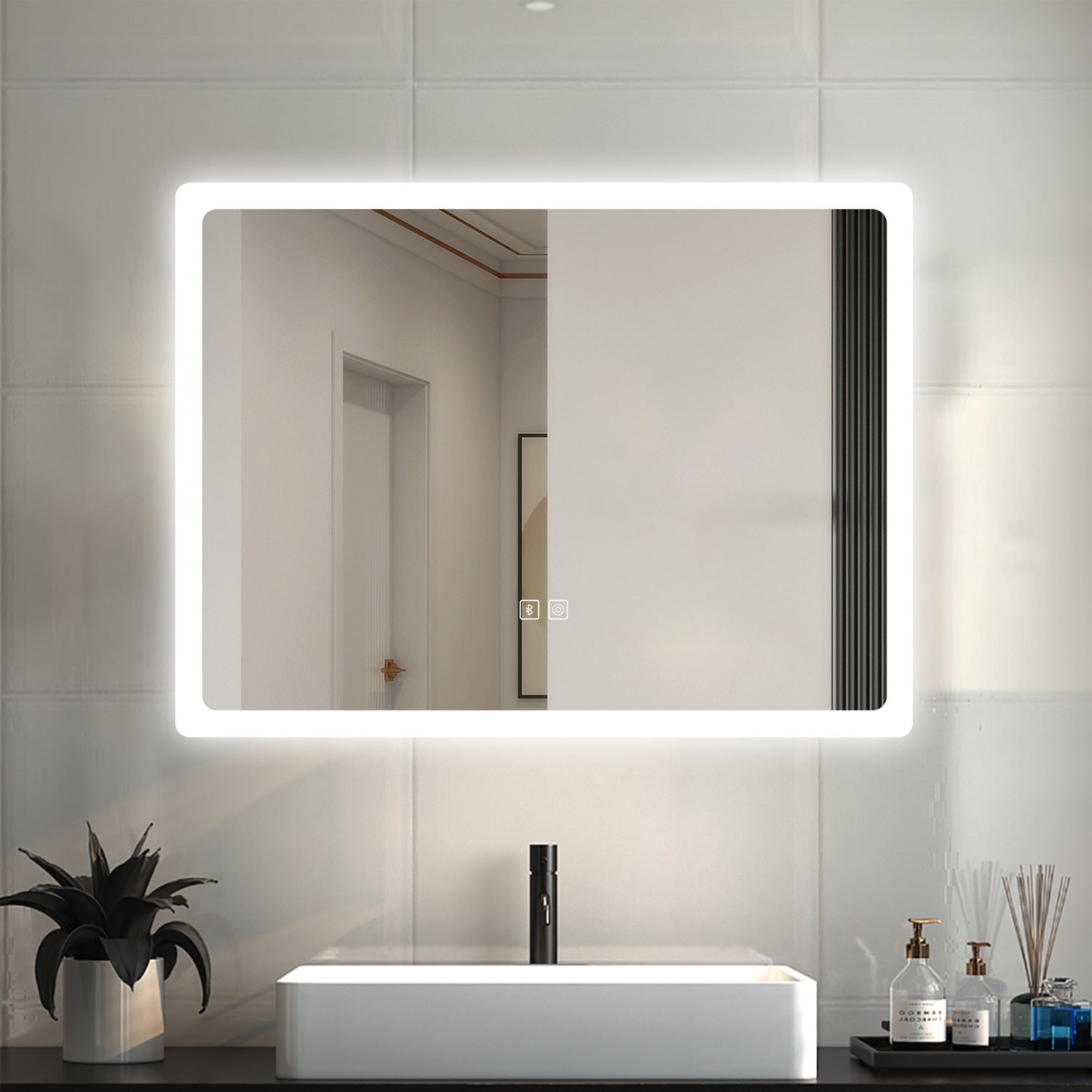 Armadietto per medicinali Armadietto a specchio per bagno con luce LED, regolazione continua e abbinamento colori, disappannante, sensore a movimento manuale Specchio a parete per bagno di casa con