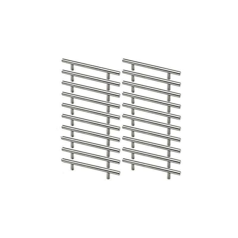 Zestaw 20 uchwytów do szafek kuchennych ze stali nierdzewnej, rozstaw otworów 128 mm, szczotkowana stal w kształcie litery T