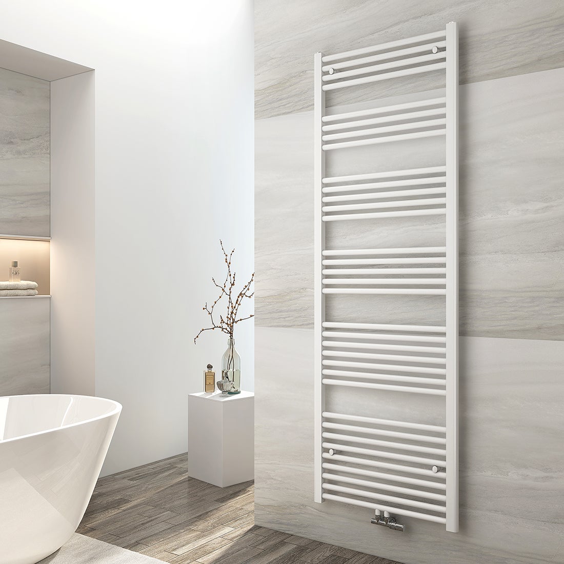 EMKE Grzejnik Łazienkowy 860W, 180x60 cm, 6 bar, do 8 m² – Biały