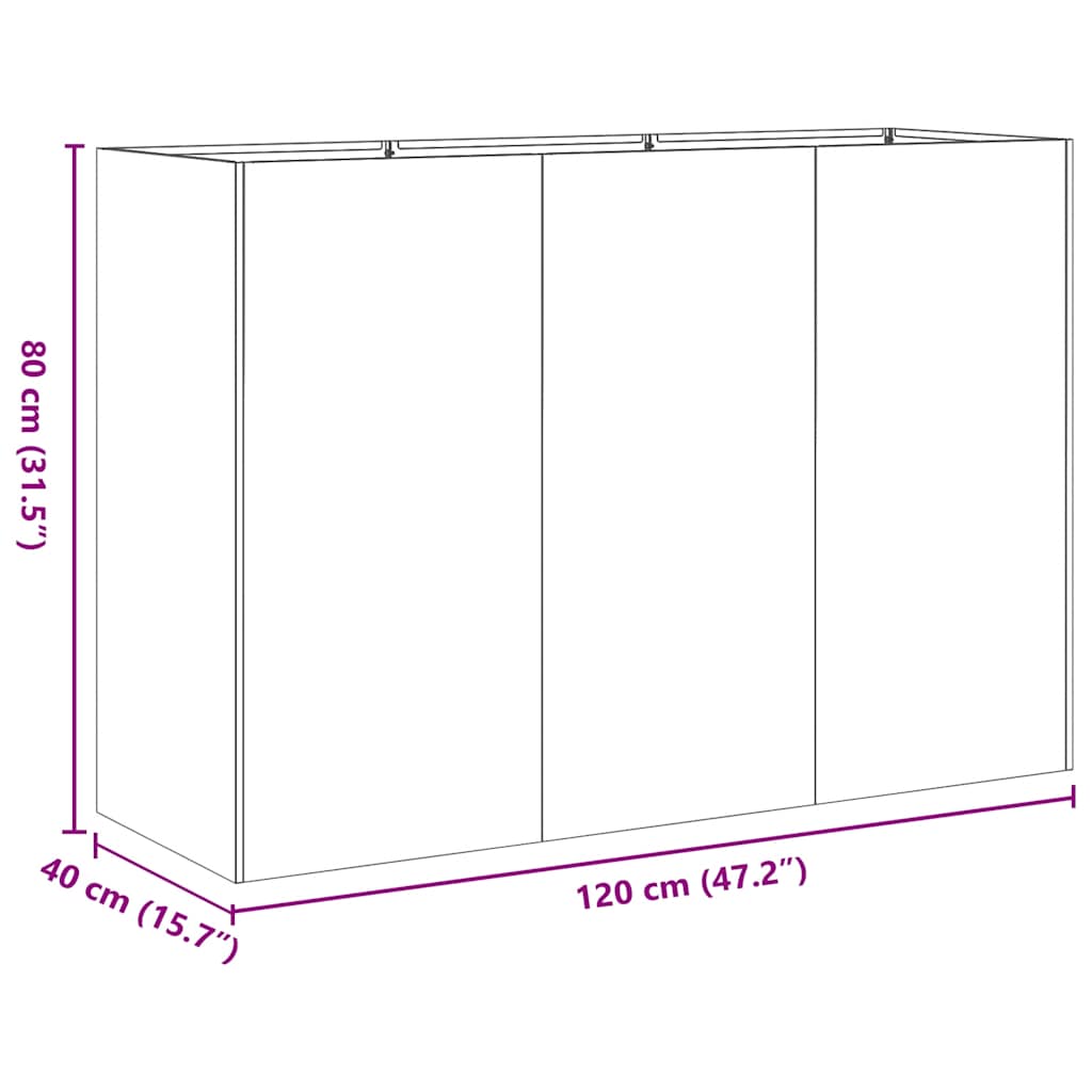 vidaXL Jardinière vert olive 120x40x80 cm acier laminé à froid - 9