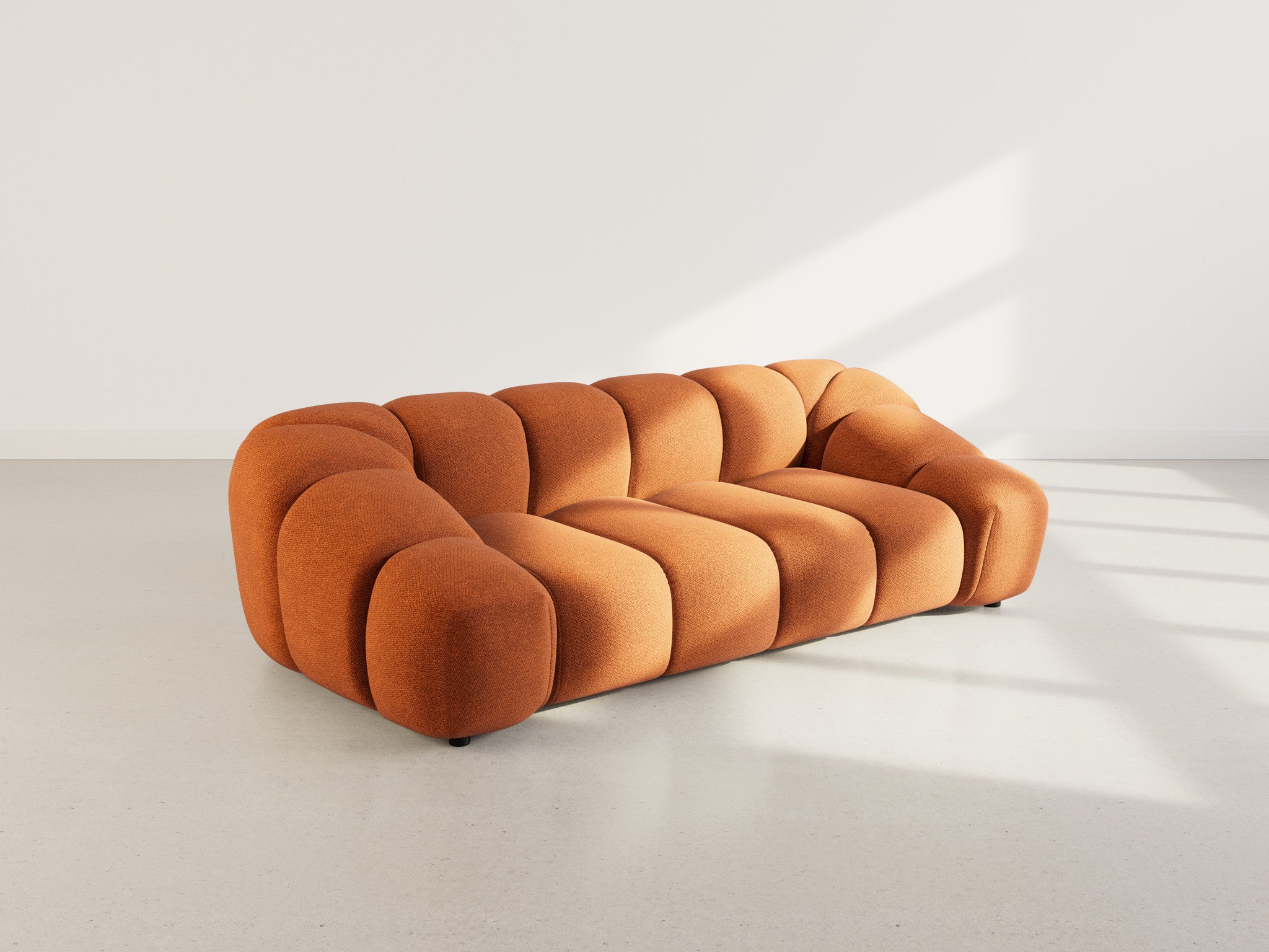 Canapé droit 3 places en velours texturé terracotta - AVA - Best Mobilier - 3
