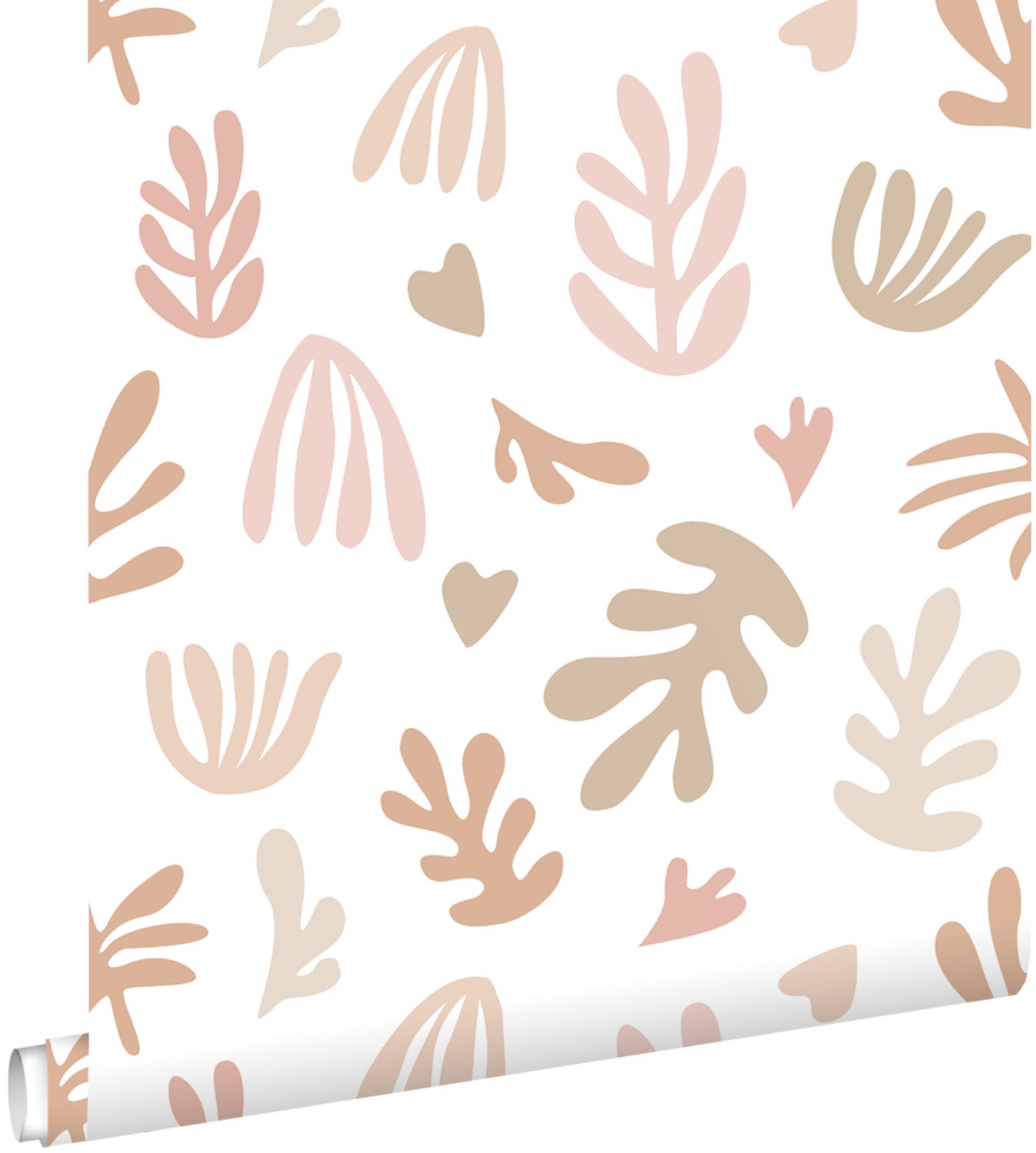 Tapeta rośliny w stylu Matissa beżowym,różowymIbiałym - 50 x 900 cm - ESTAHOME