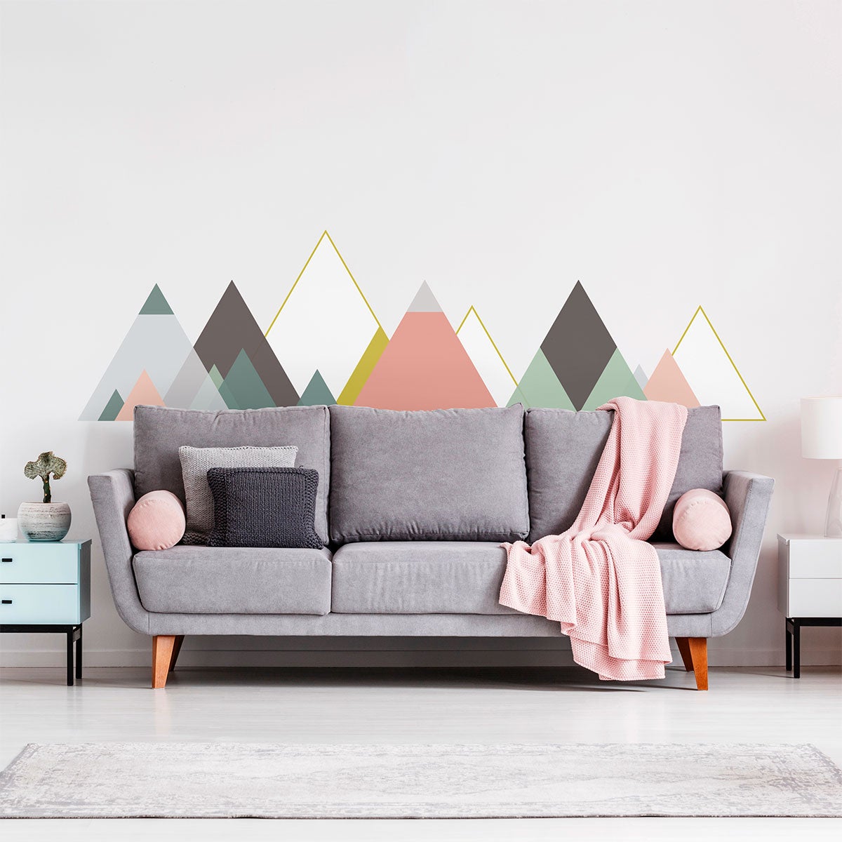 Stickers muraux enfants - Décoration chambre bébé - Autocollant Sticker mural géant enfant montagnes scandinaves ROCKA - 90x135cm
