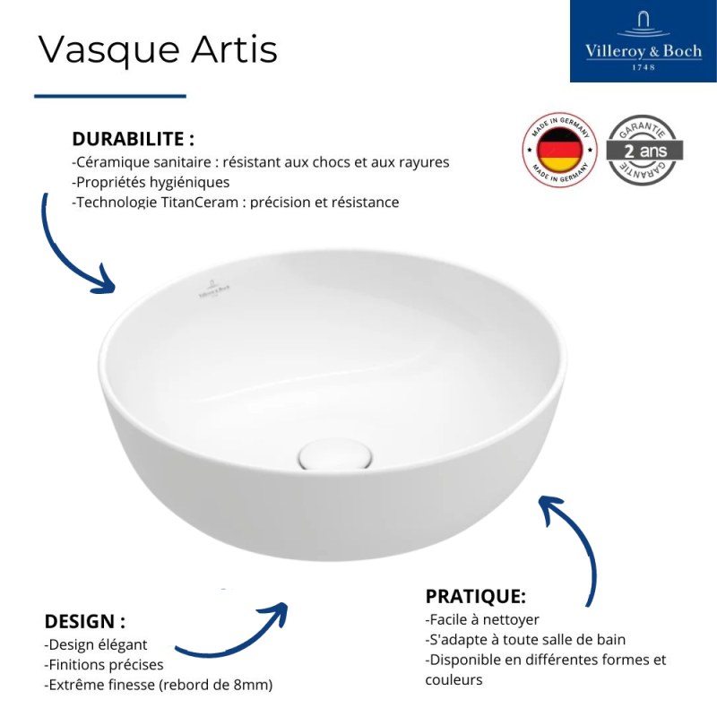 Vasque ronde à poser VILLEROY ET BOCH Artis Bordeaux - 4