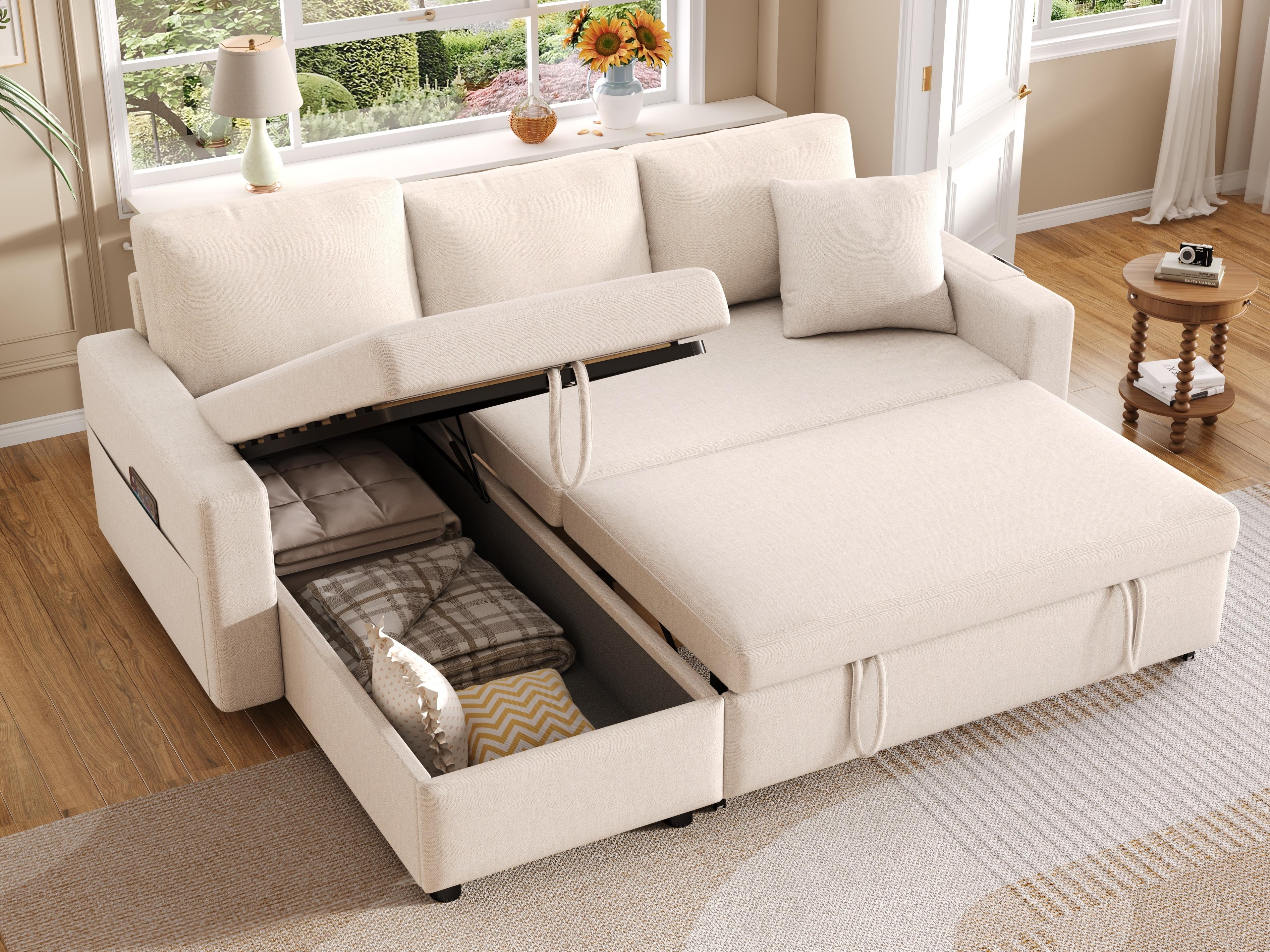 Modernluxe  Sofá En L 219.5X142.5x83cm, Con Almacenamiento, Con Función De Reposo, Intercambiable Izquierda Y Derecha, Beige , Leroy Merlin