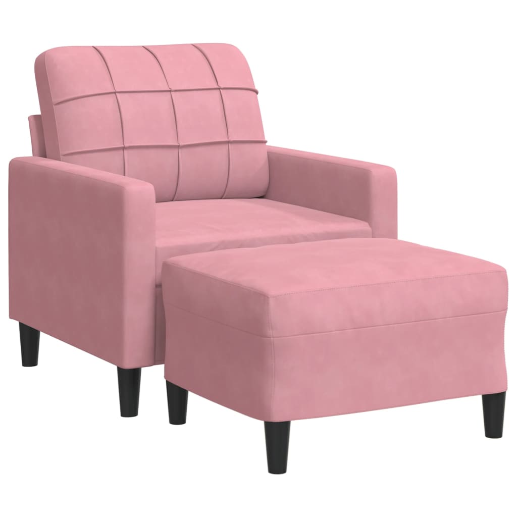 Fauteuil avec repose-pied Rose 60 cm Velours - 2