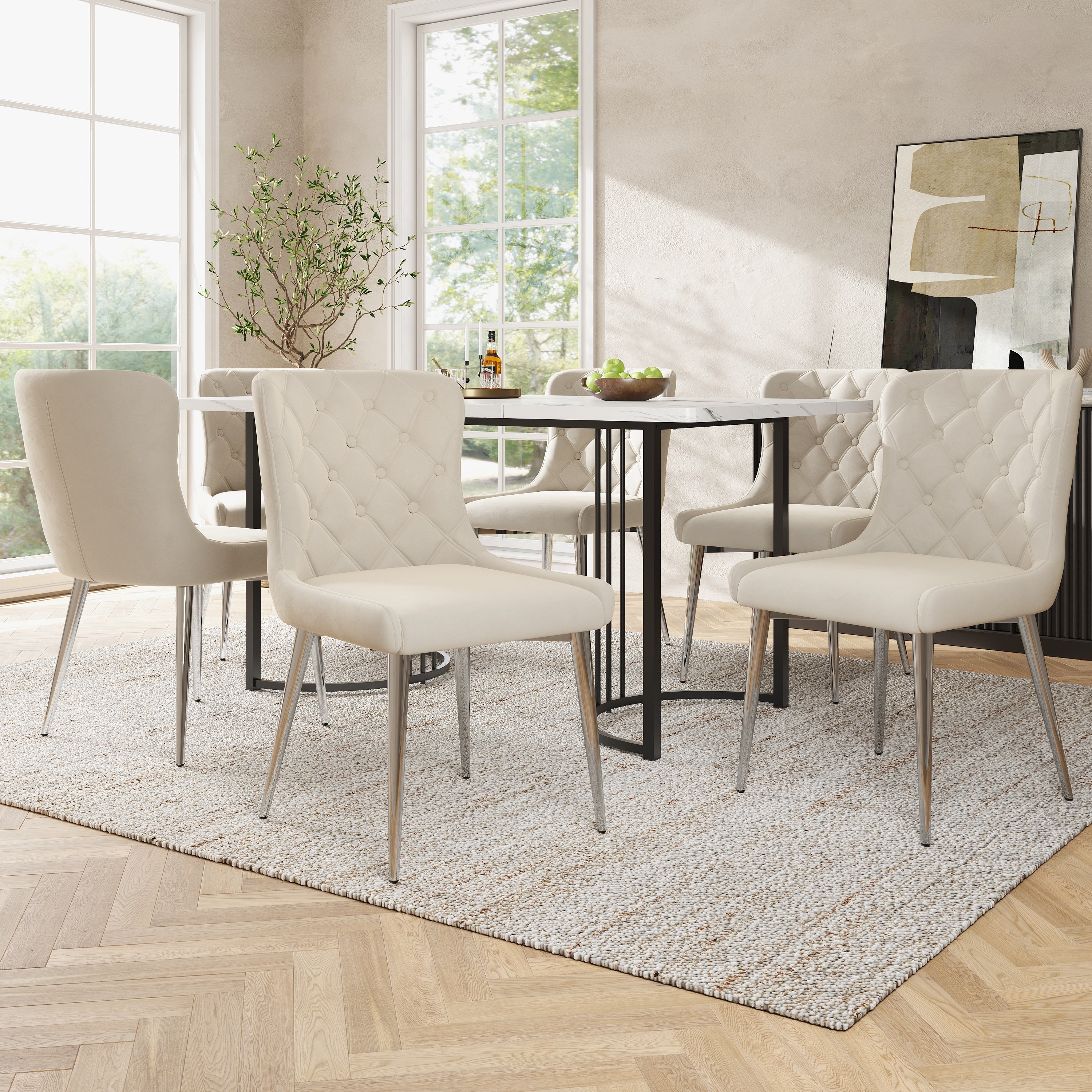 Lots 6 chaises simili cuir couleur taupe - Ameublement