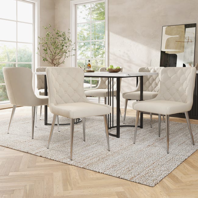 Lots 6 chaises simili cuir couleur taupe - Ameublement Lots 6 chaises simili cuir couleur taupe - Ameublement