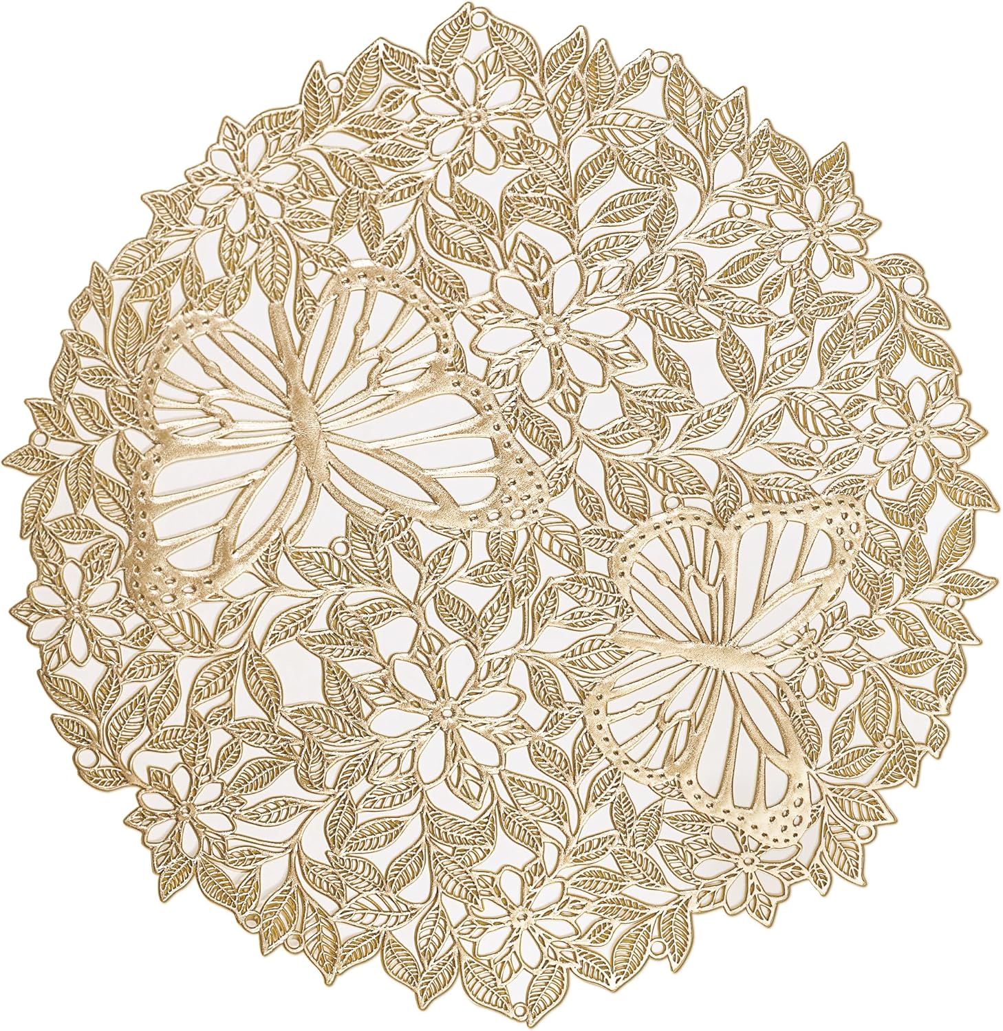 12 okrągłych podkładek pod talerze, świąteczne podkładki ze złotymi liśćmi motyli, antypoślizgowe i izolujące podkładki na stół kuchenny