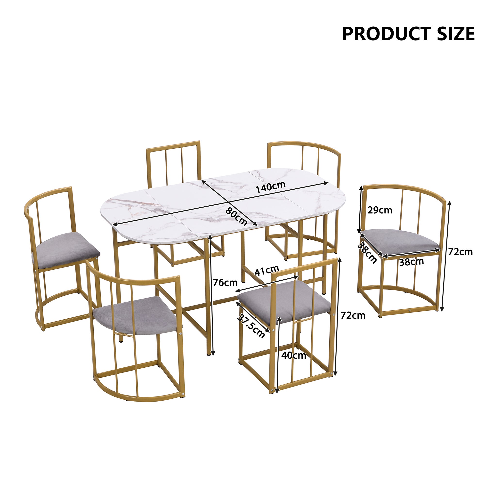 Set tavolo ovale + 6 sedie da pranzo - velluto e metallo dorato - stile moderno - bianco + oro - 5