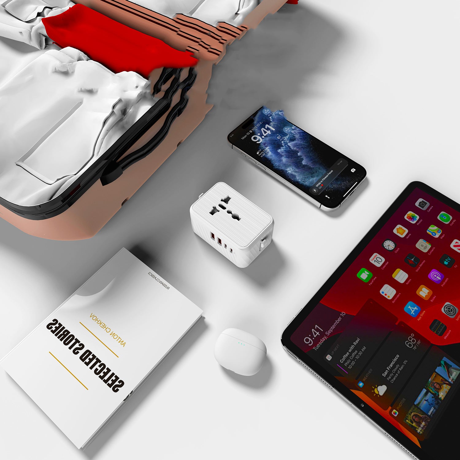 Adaptador de Viagem, Ficha de Conversão para Viagem, Adaptador Universal de Viagem, Branco, 2U+2C, 3,4A, 17W - 4