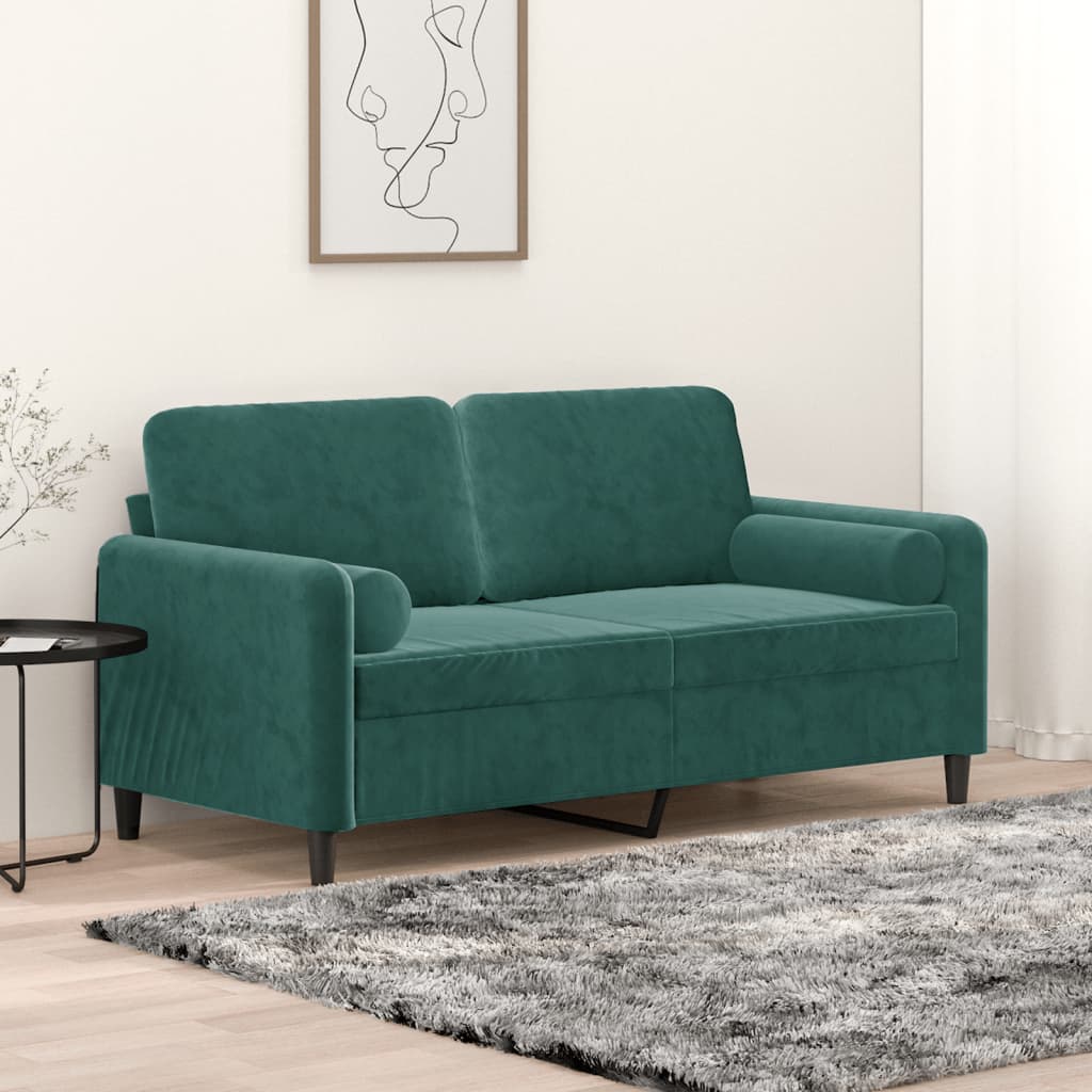 Canapé à 3 places avec repose-pieds vert foncé 180 cm velours