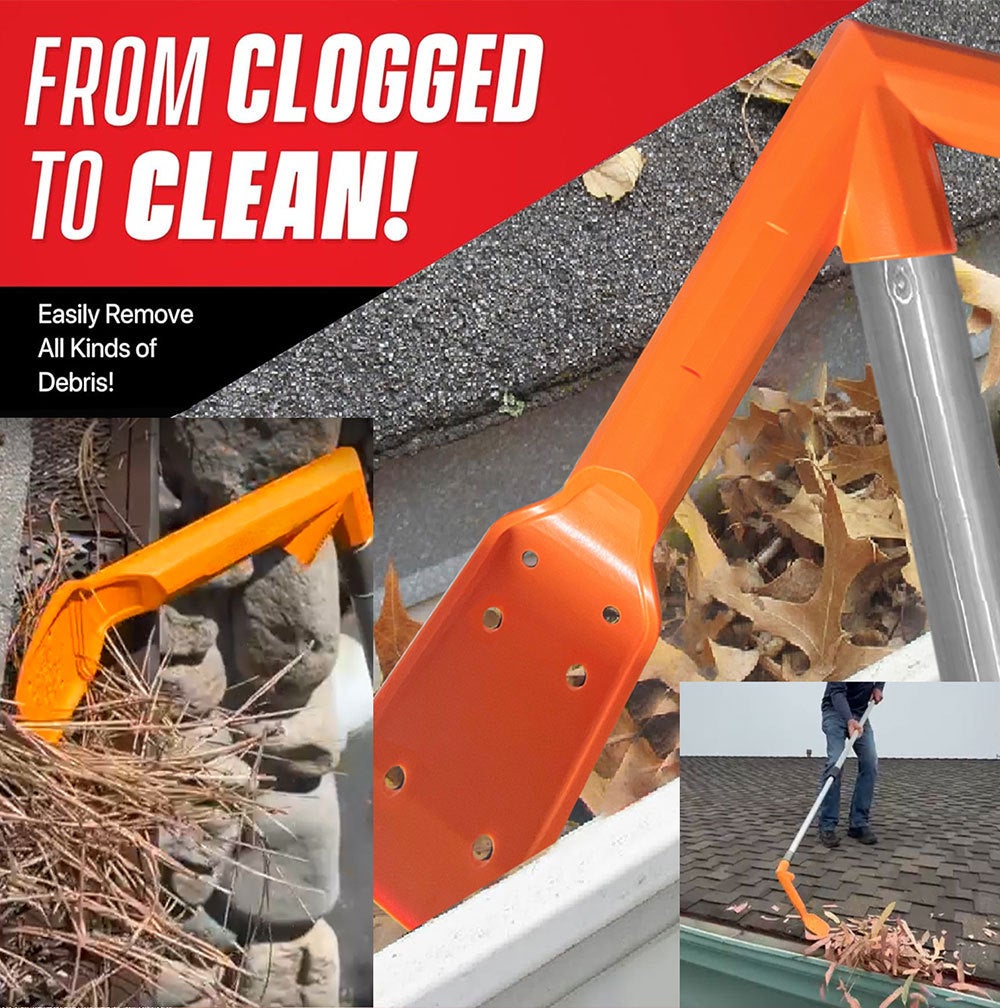 Nettoyeur de gouttières multifonctionnel, outil de nettoyage de feuilles à manche télescopique, pelle à feuilles pour gouttières de toit et de jardin - 2