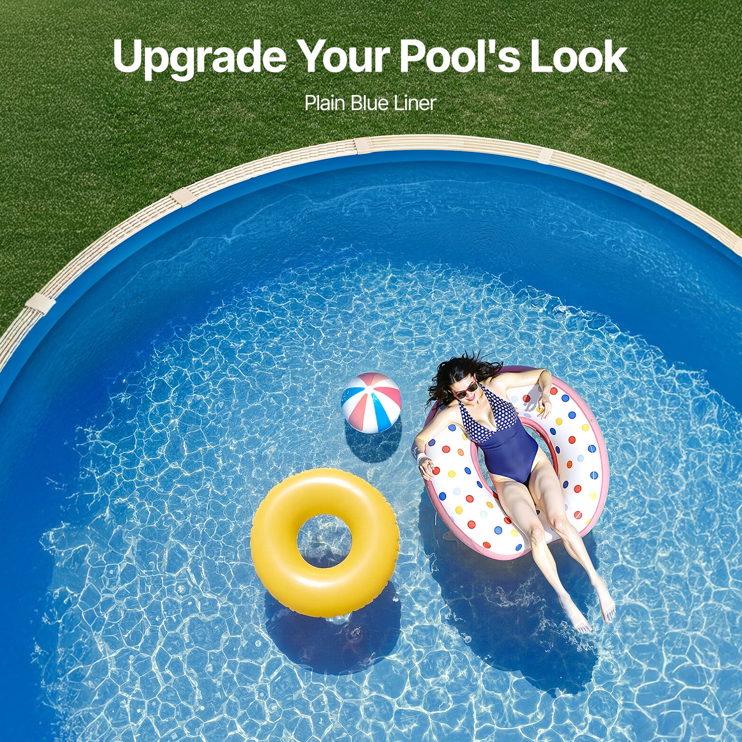 Revêtement piscine rond,SucceBuy 350x120 cm,revêtement vinyle de calibre standard,adapté aux piscines hors sol de 120 cm de hauteur,couleur unie - 8